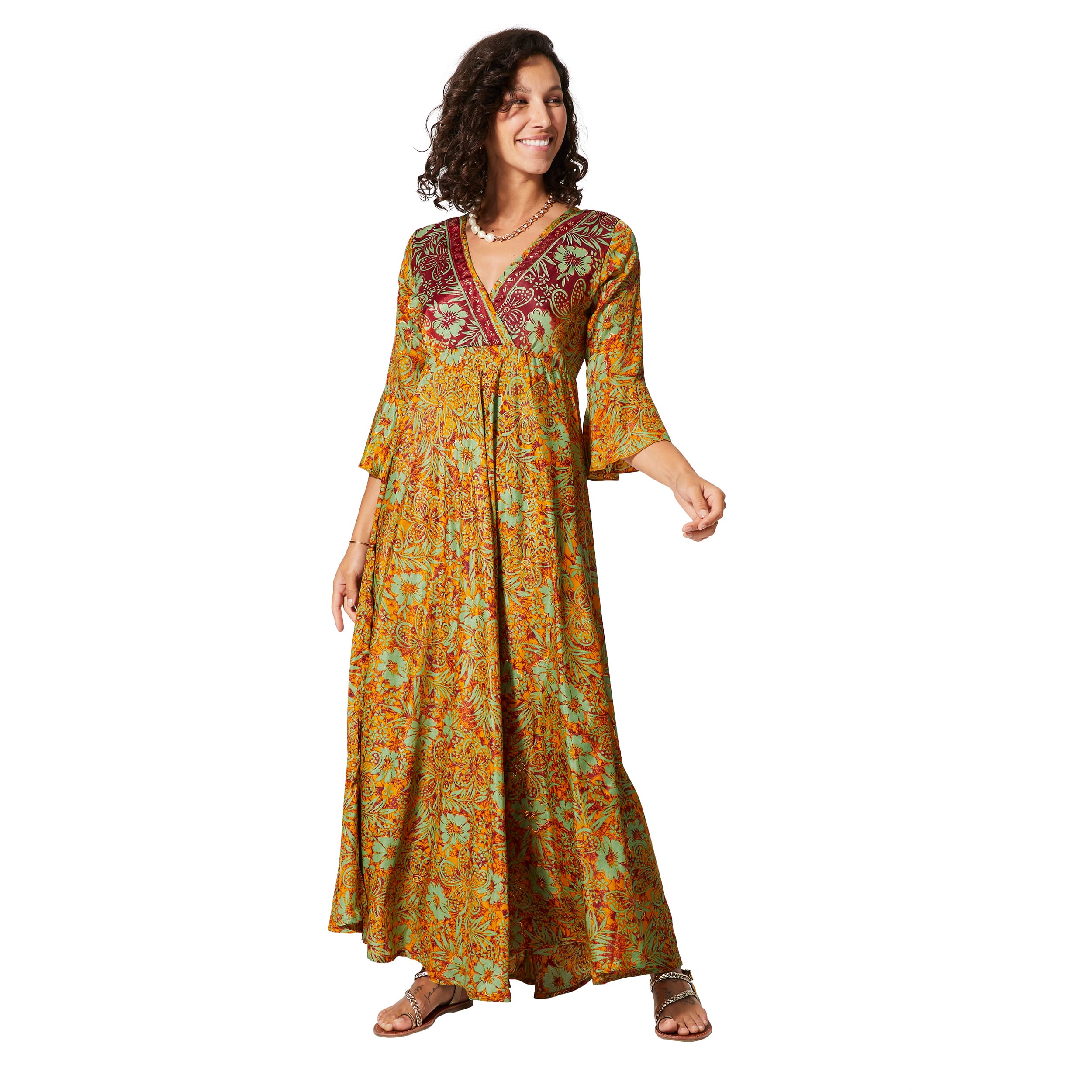 Robe été longue manches 3/4 Romina - 100% polyester - Akoustik Online