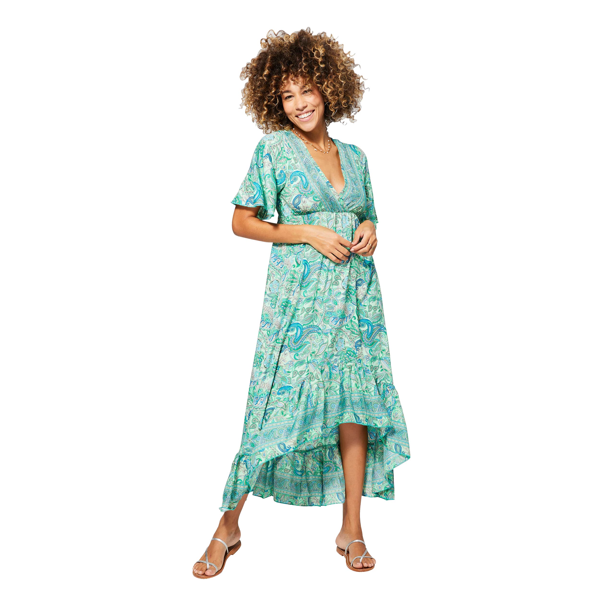 Robe été high-low manches courtes Ratnam - Akoustik Online