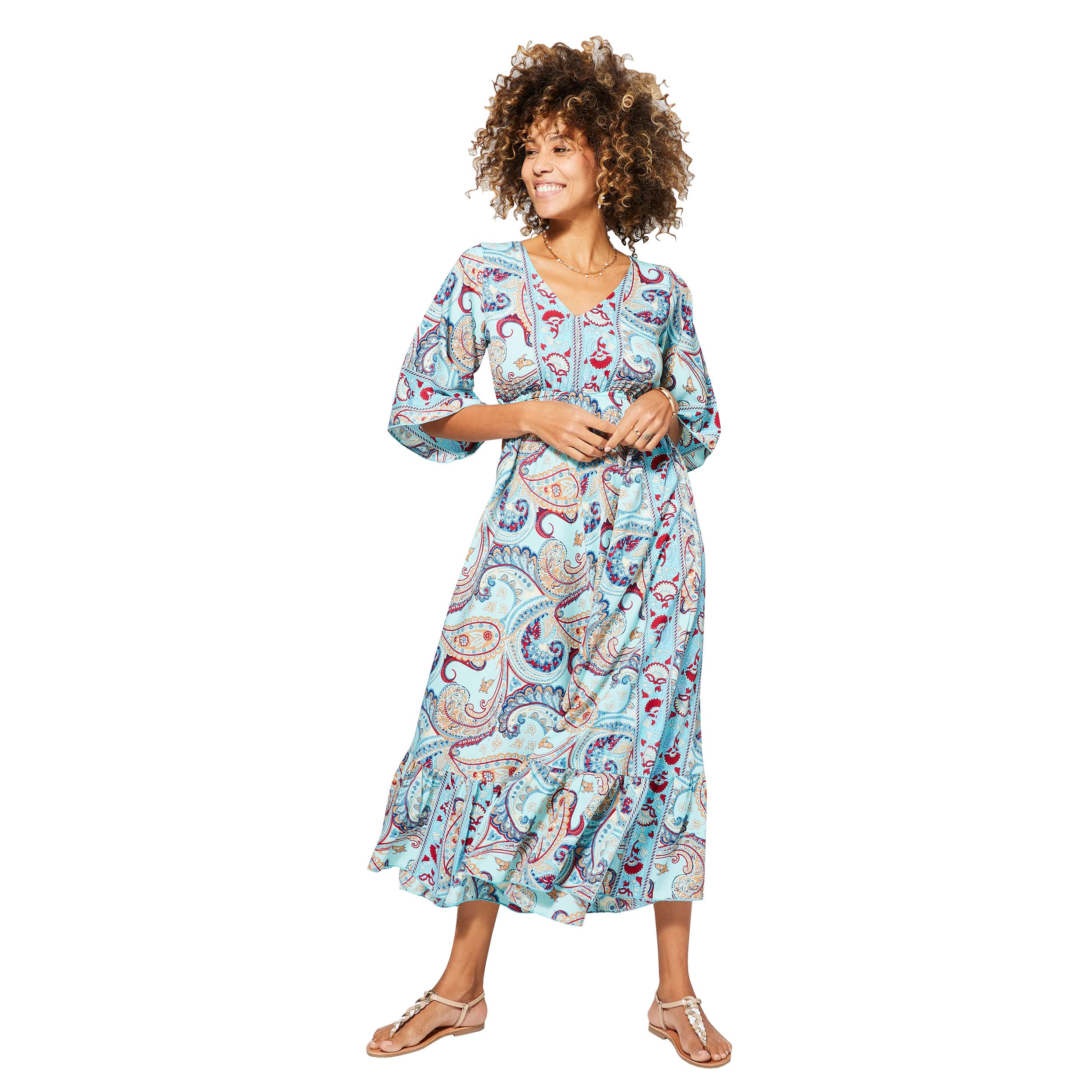 Robe été longue manches 3/4 Valeriana - Akoustik Online