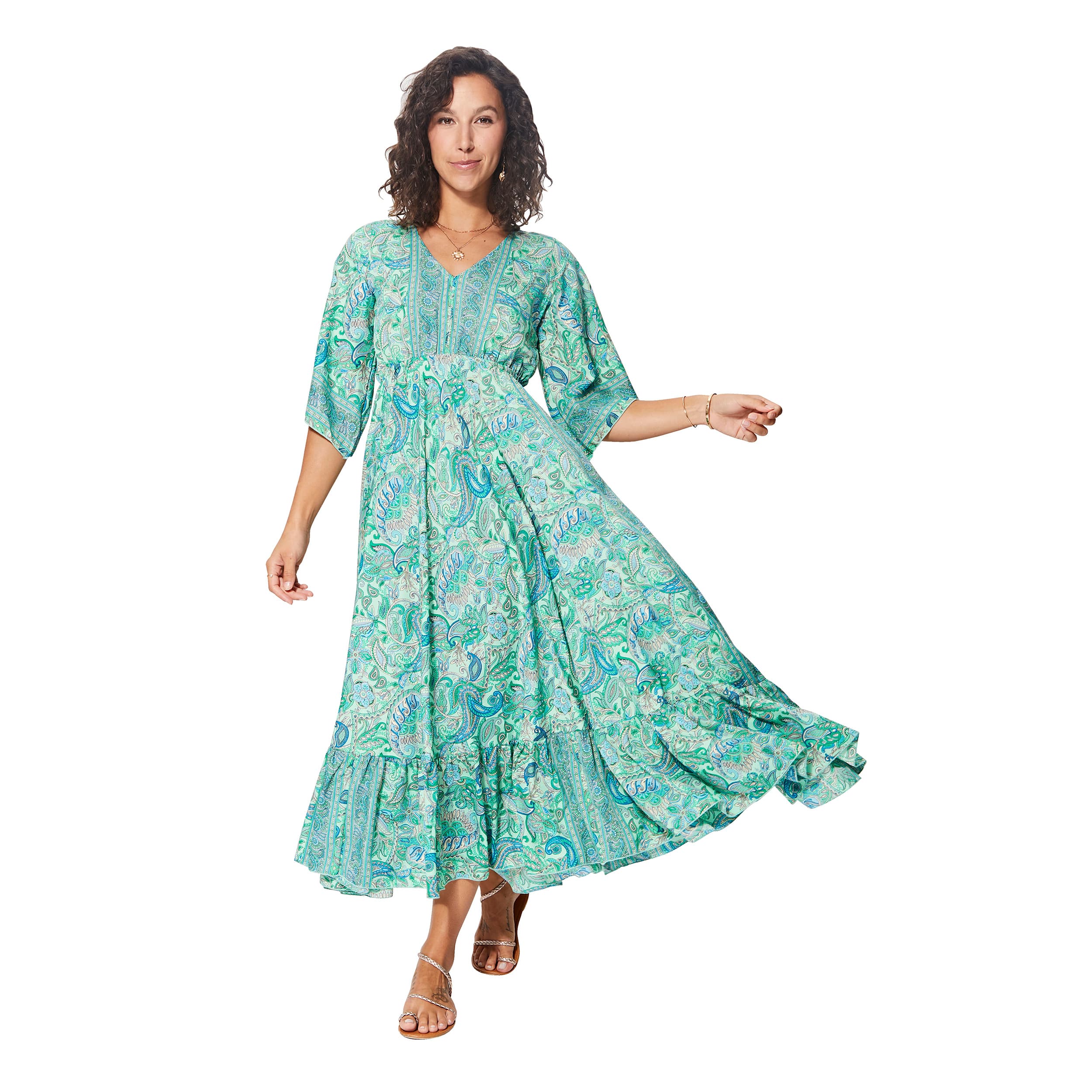 Robe été longue manches 3/4 Jetta - 100% polyester - Akoustik Online