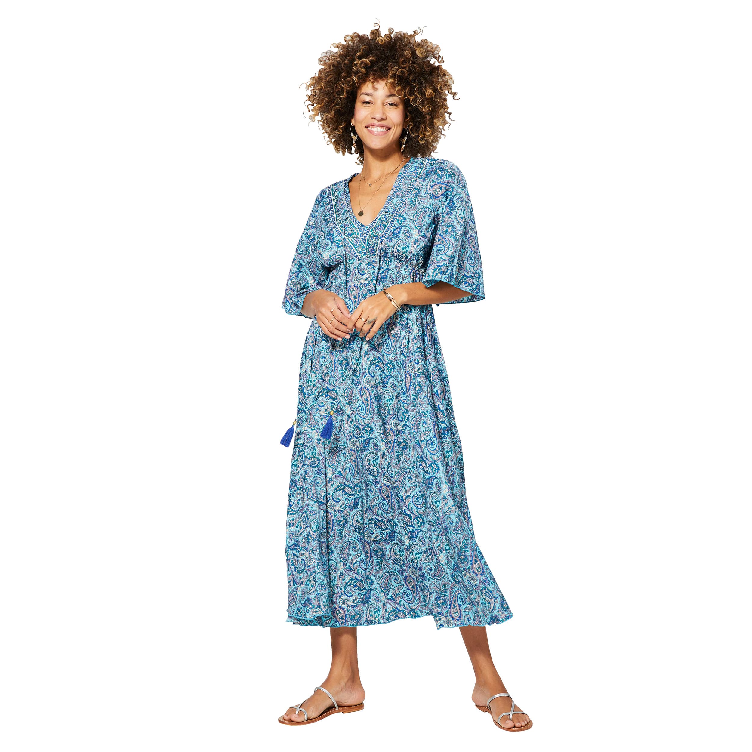 Robe été longue manches 3/4 Paris - 100% polyester - Akoustik Online