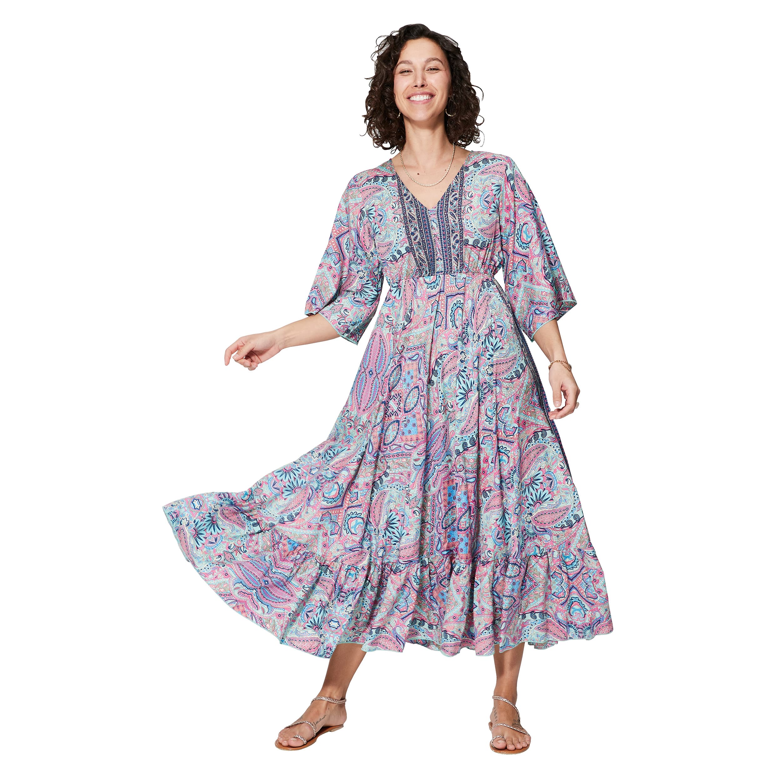 Robe été longue manches 3/4 Ava - 100% polyester - Akoustik Online