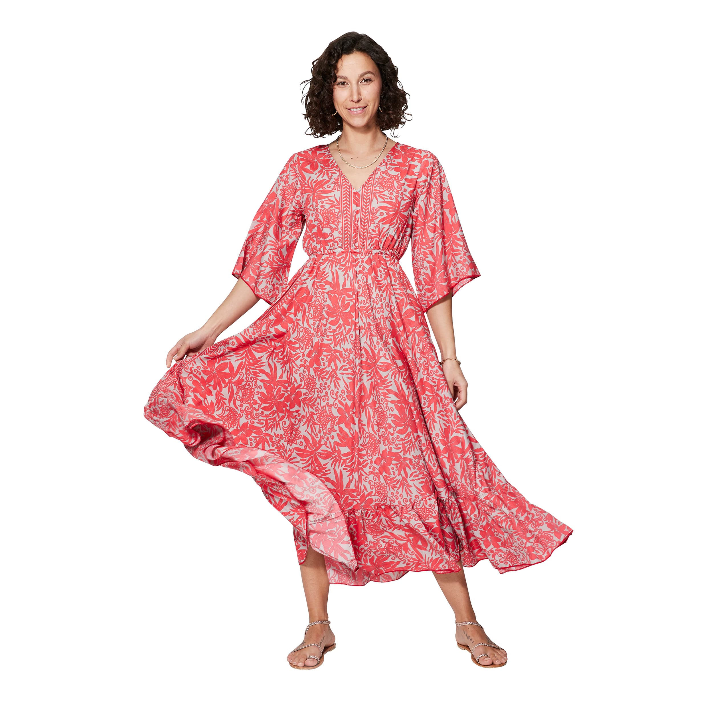 Robe été longue manches 3/4 Monet - 100% polyester - Akoustik Online