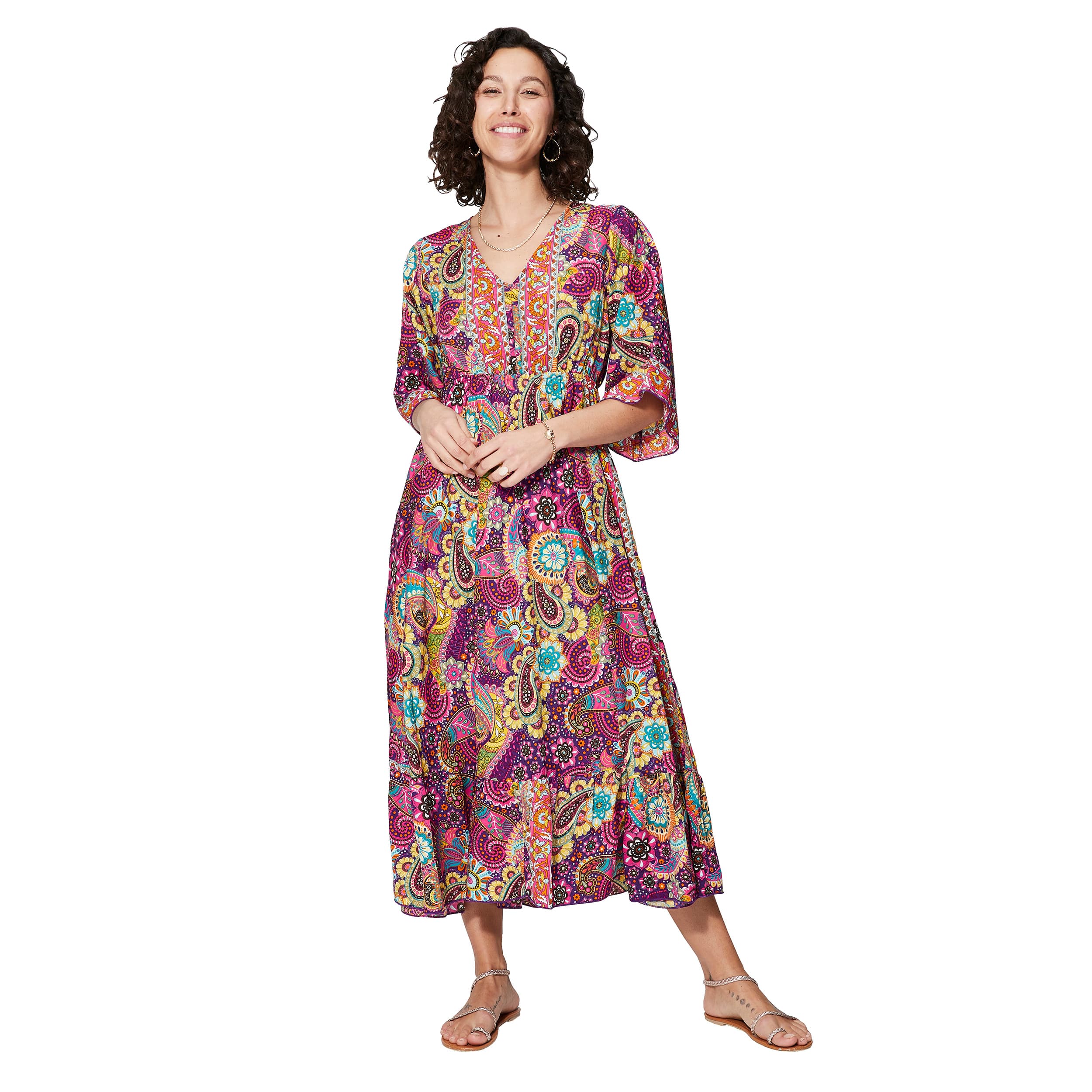 Robe été longue manches 3/4 Yasir - 100% polyester - Akoustik Online