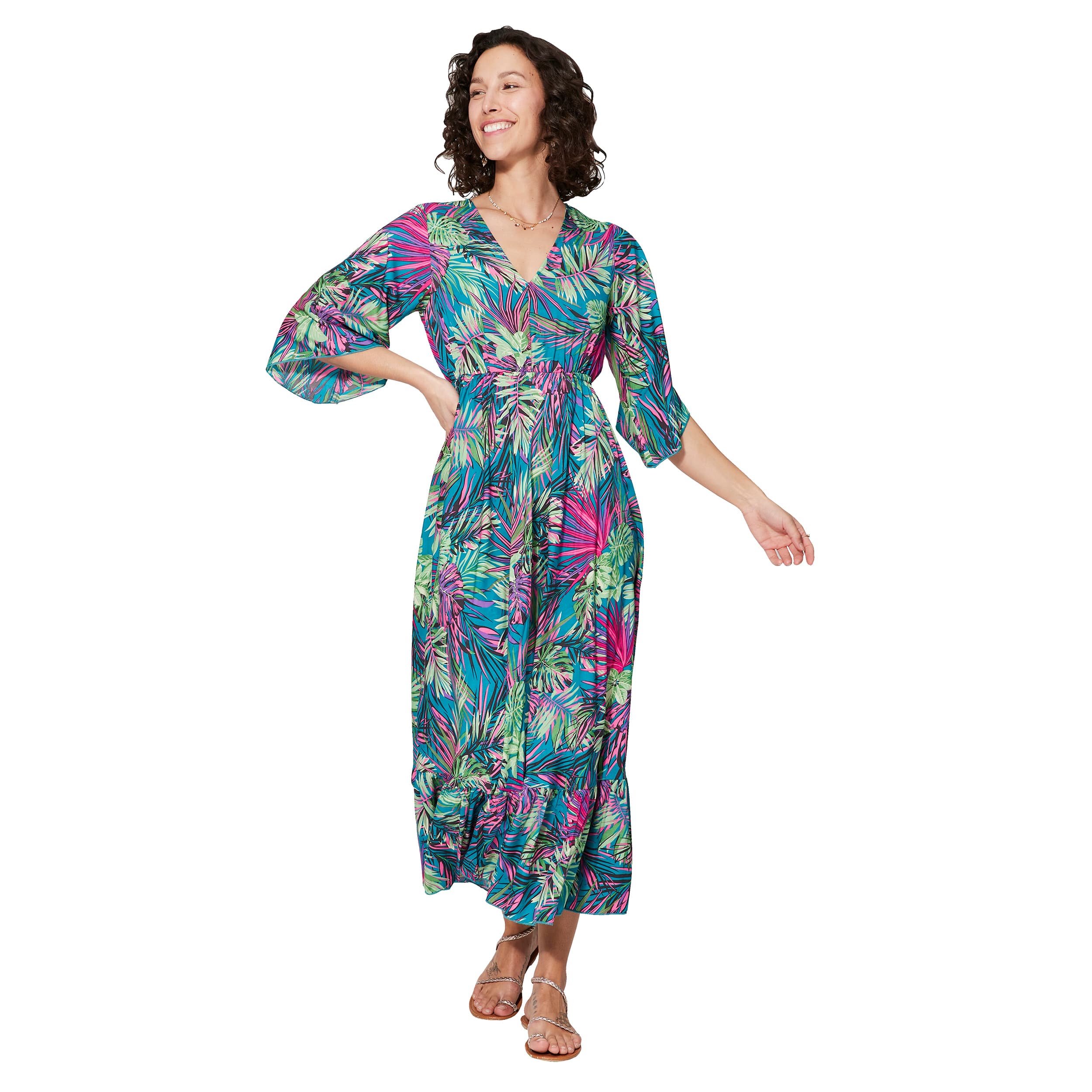 Robe été longue manches 3/4 Cassidy - 100% polyester - Akoustik Online