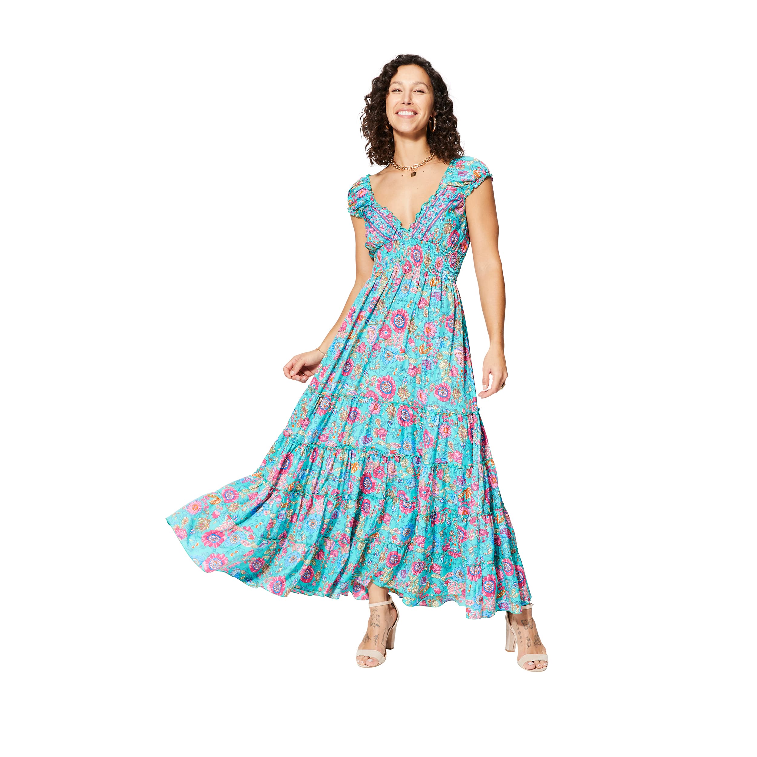 Robe été longue sans manches Sancha - 100% polyester - Akoustik Online
