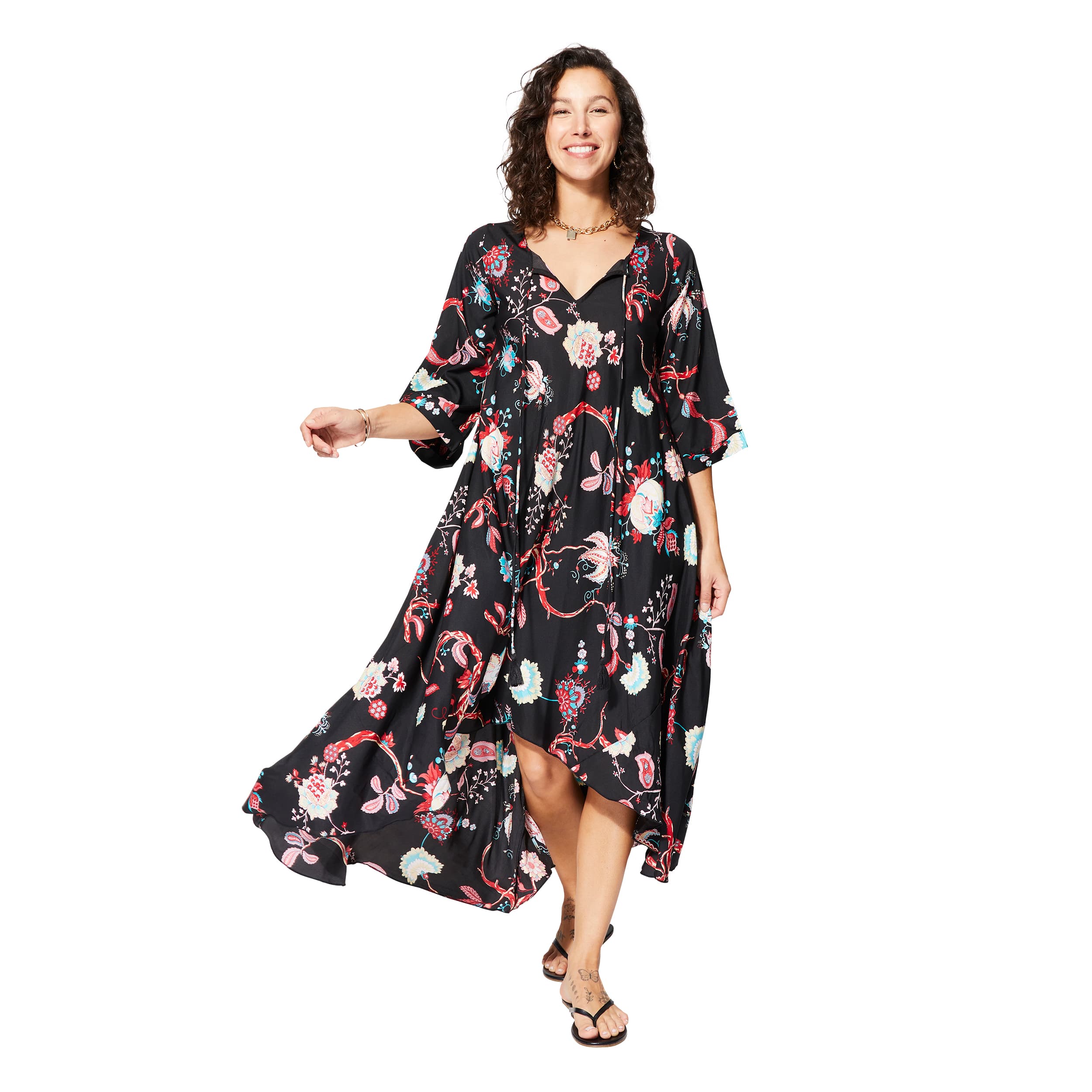 Robe été asymétrique manches 3/4 Evelyn - Akoustik Online