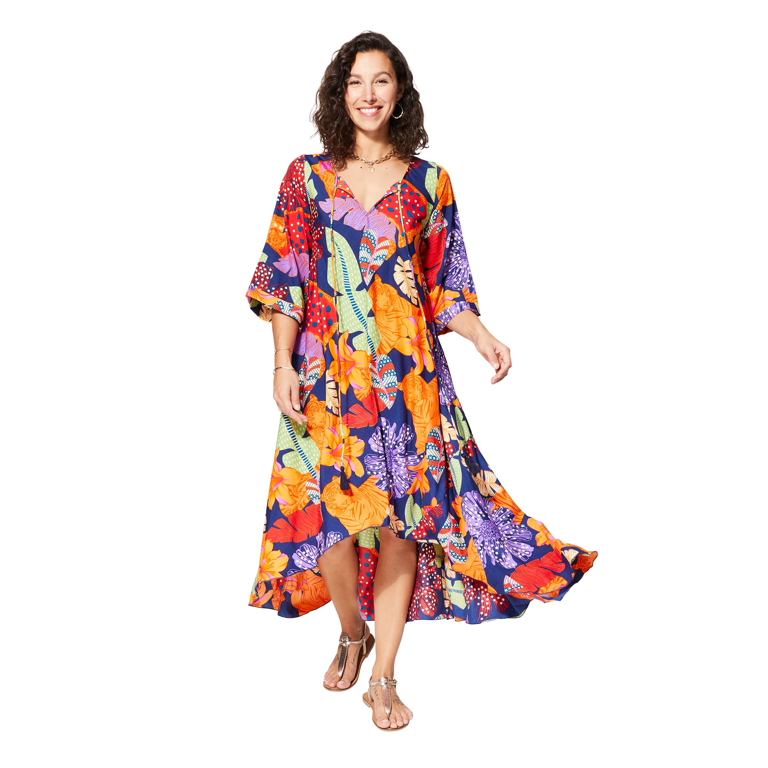 Robe été asymétrique manches 3/4 Olalla - Akoustik Online