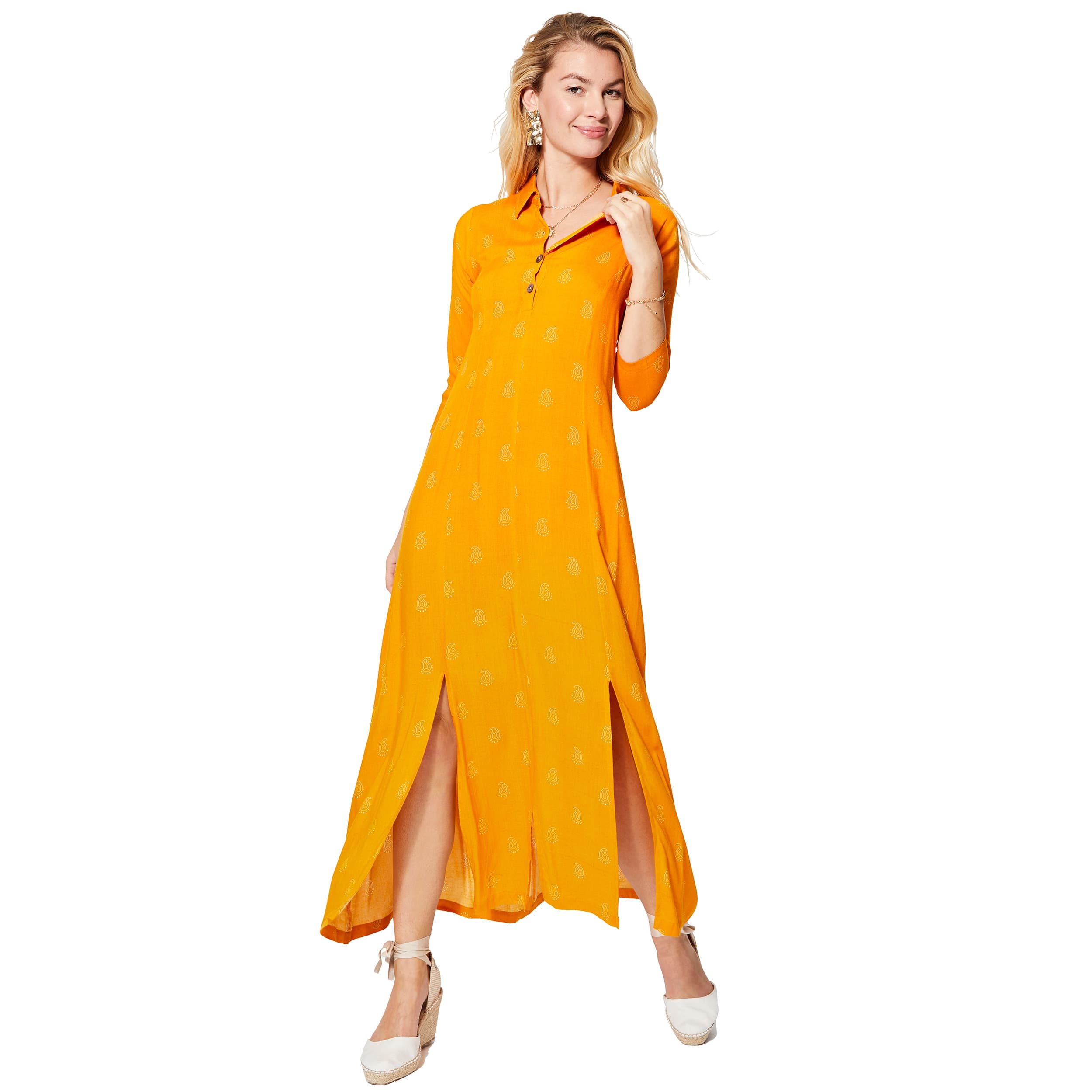 Robe été longue manches 3/4 Molly - 100% viscose - Akoustik Online