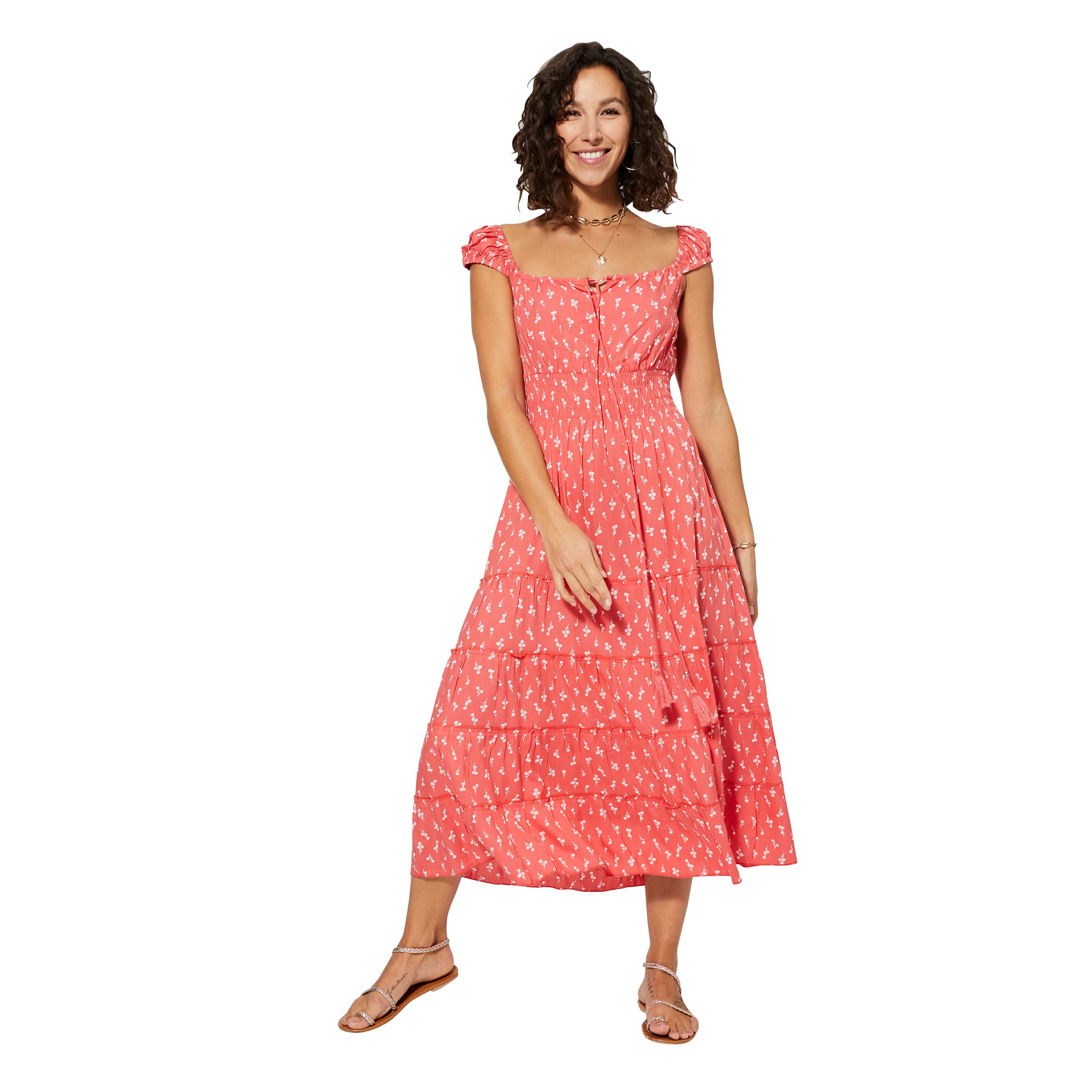 Robe été mi-longue sans manches Alix - 100% viscose - Akoustik Online