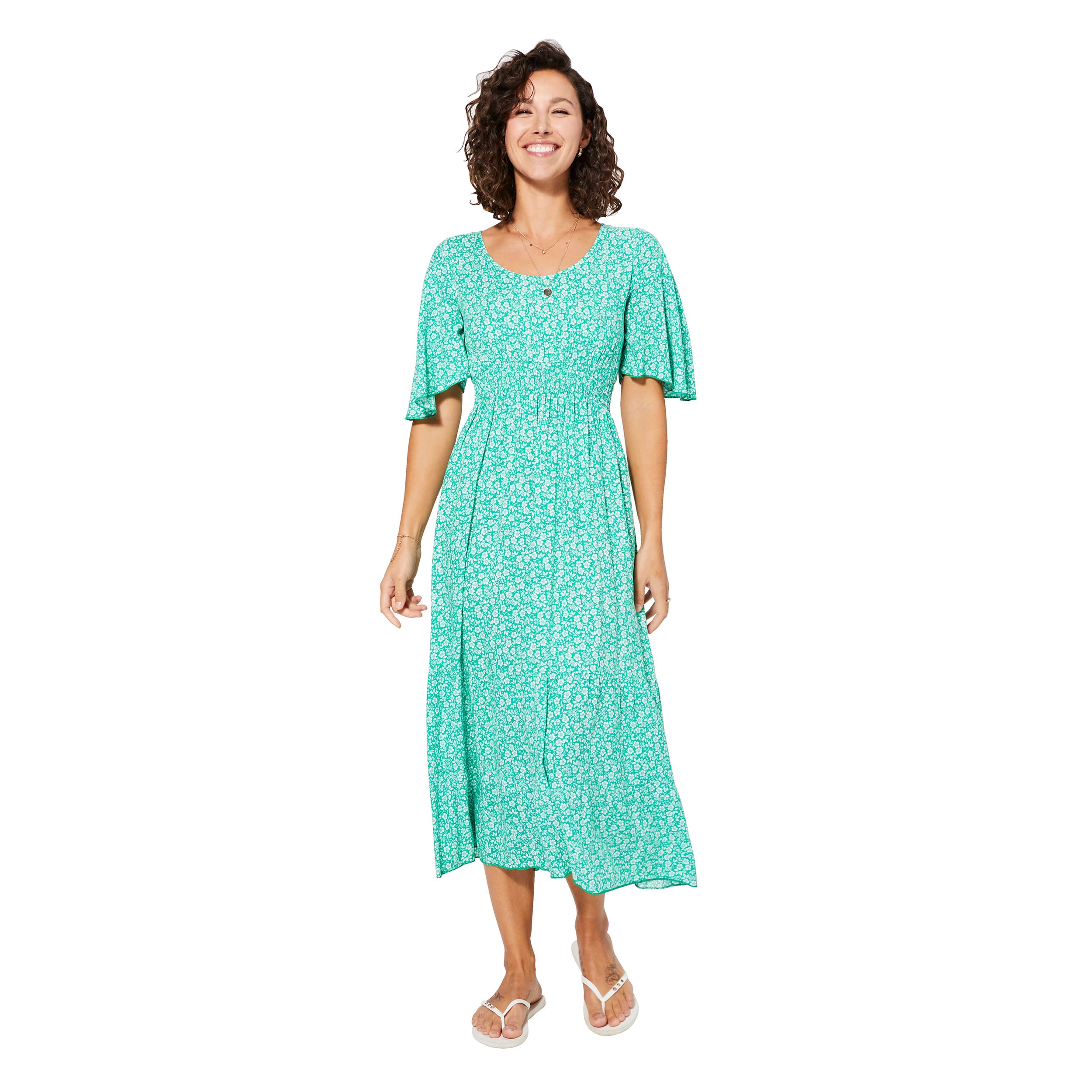 Robe été longue manches courtes Trix - 100% viscose - Akoustik Online