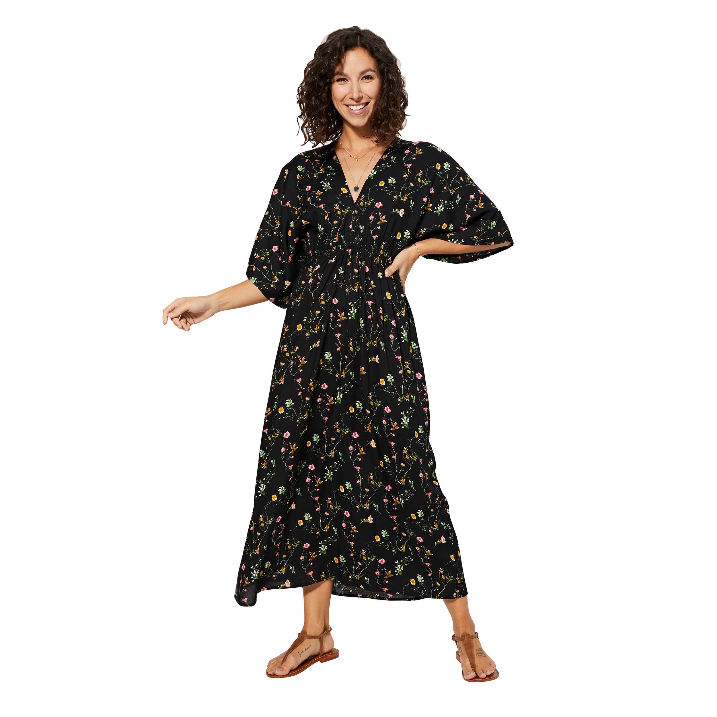 Robe été longue manches 3/4 Severiano - 100% viscose - Akoustik Online
