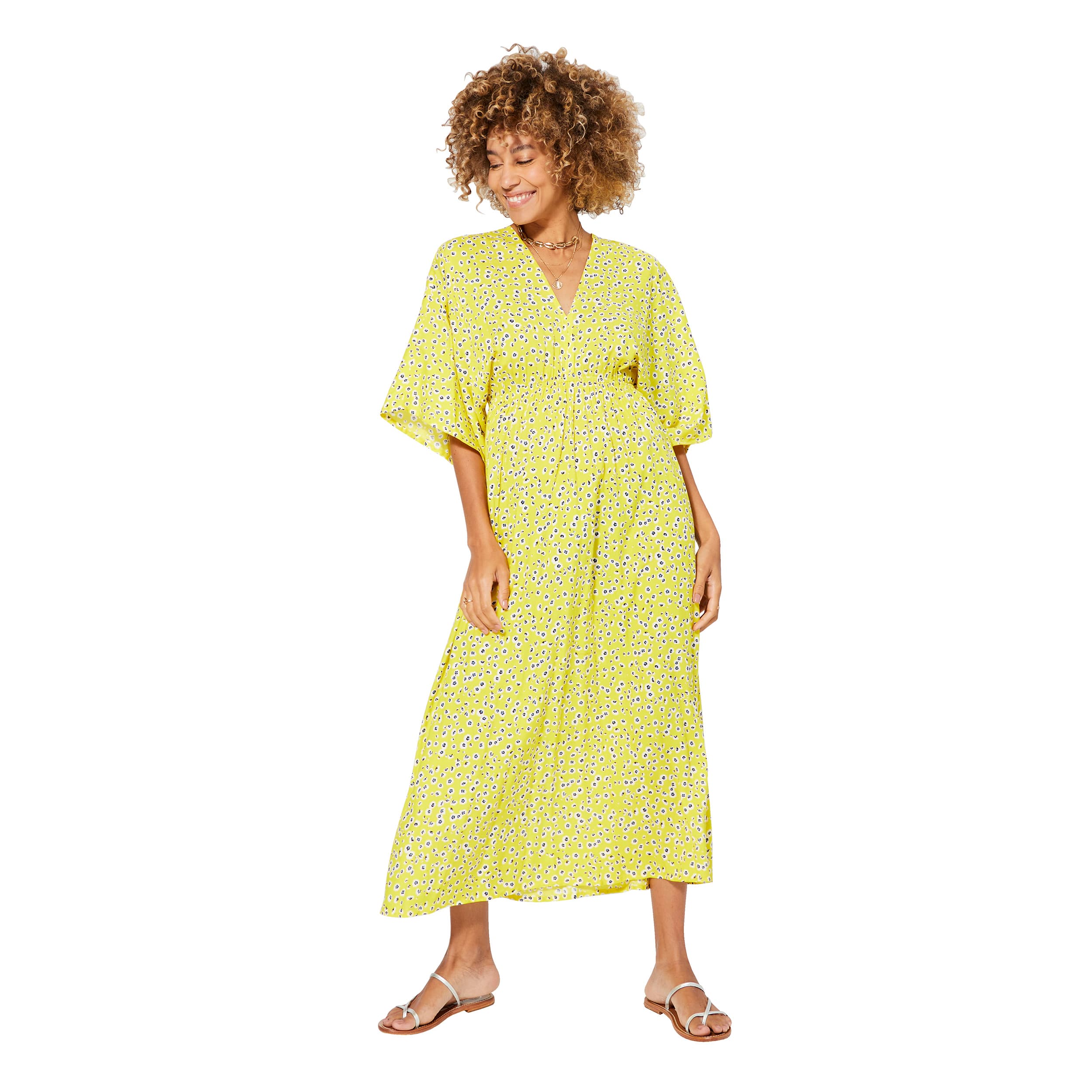 Robe été longue manches 3/4 Fidelia - 100% viscose - Akoustik Online