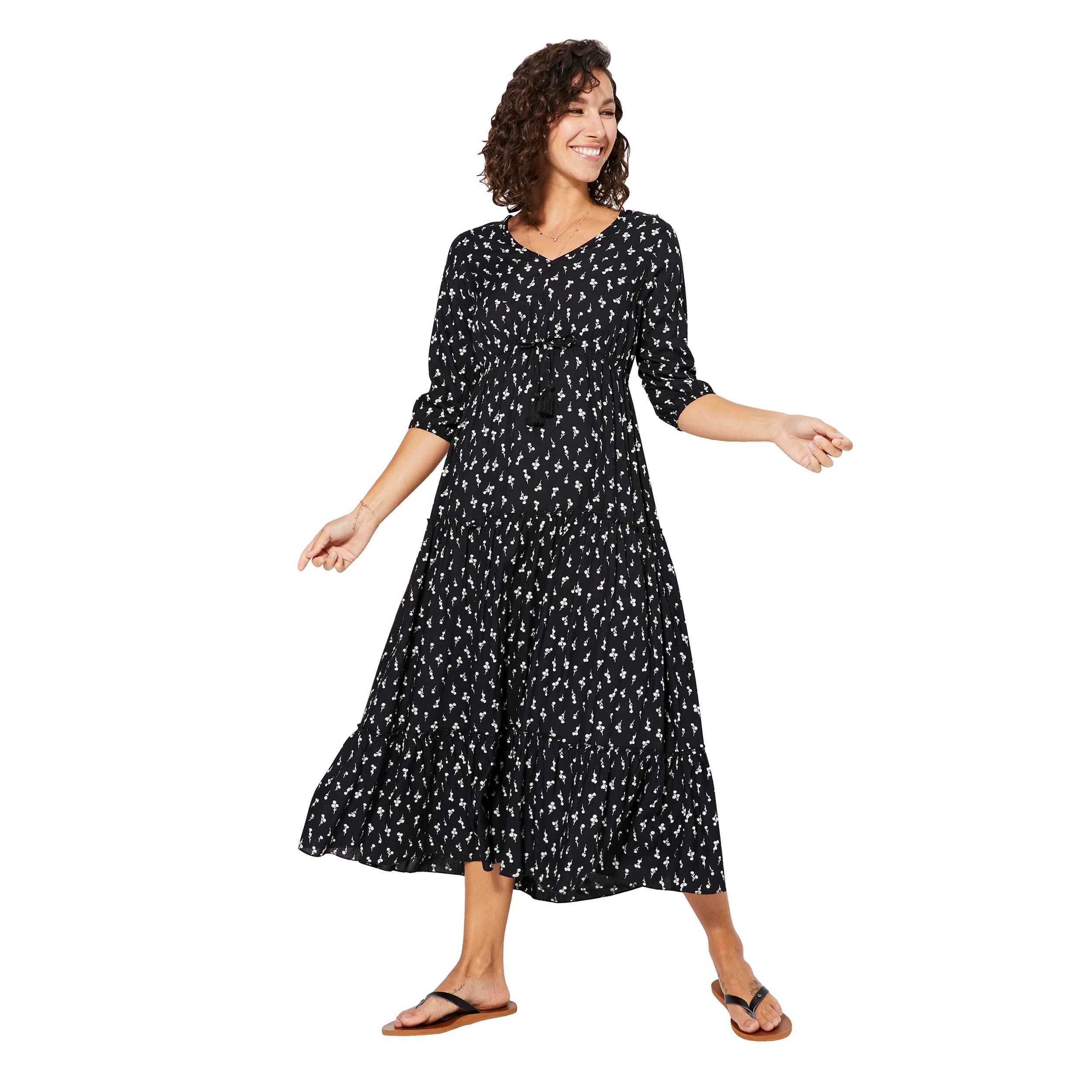 Robe été mi-longue manches 3/4 Ravi - 100% viscose - Akoustik Online