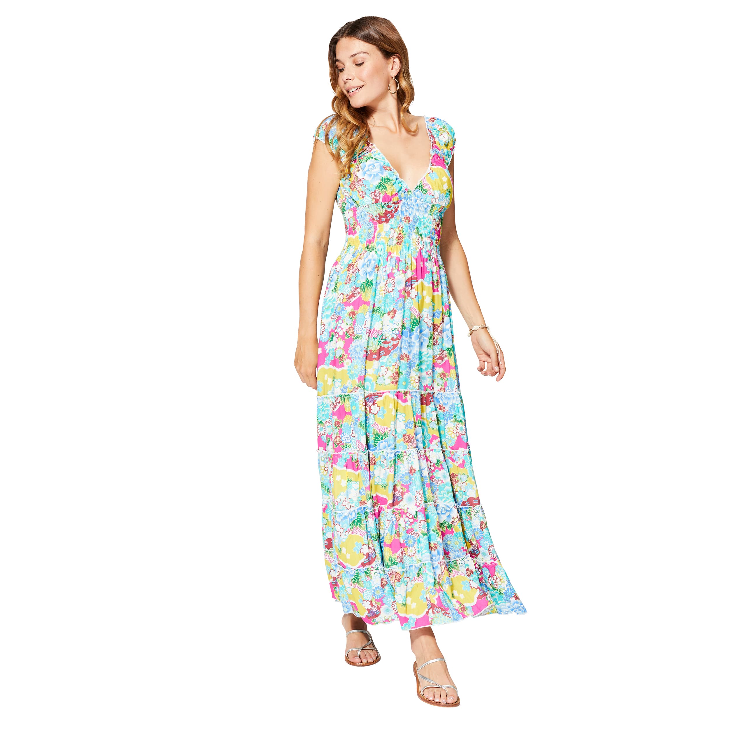 Robe été longue manches courtes Johar - 100% viscose - Akoustik Online