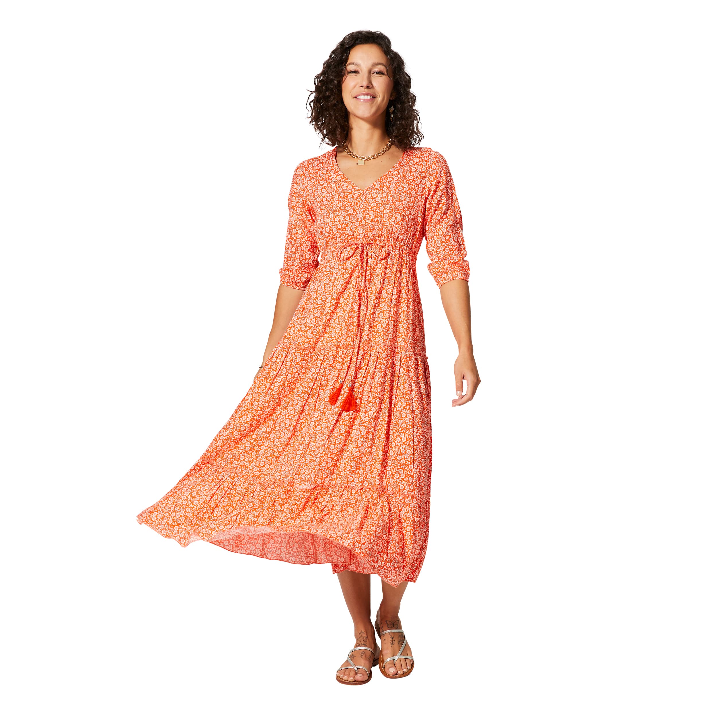 Robe été mi-longue manches 3/4 Fester - 100% viscose - Akoustik Online