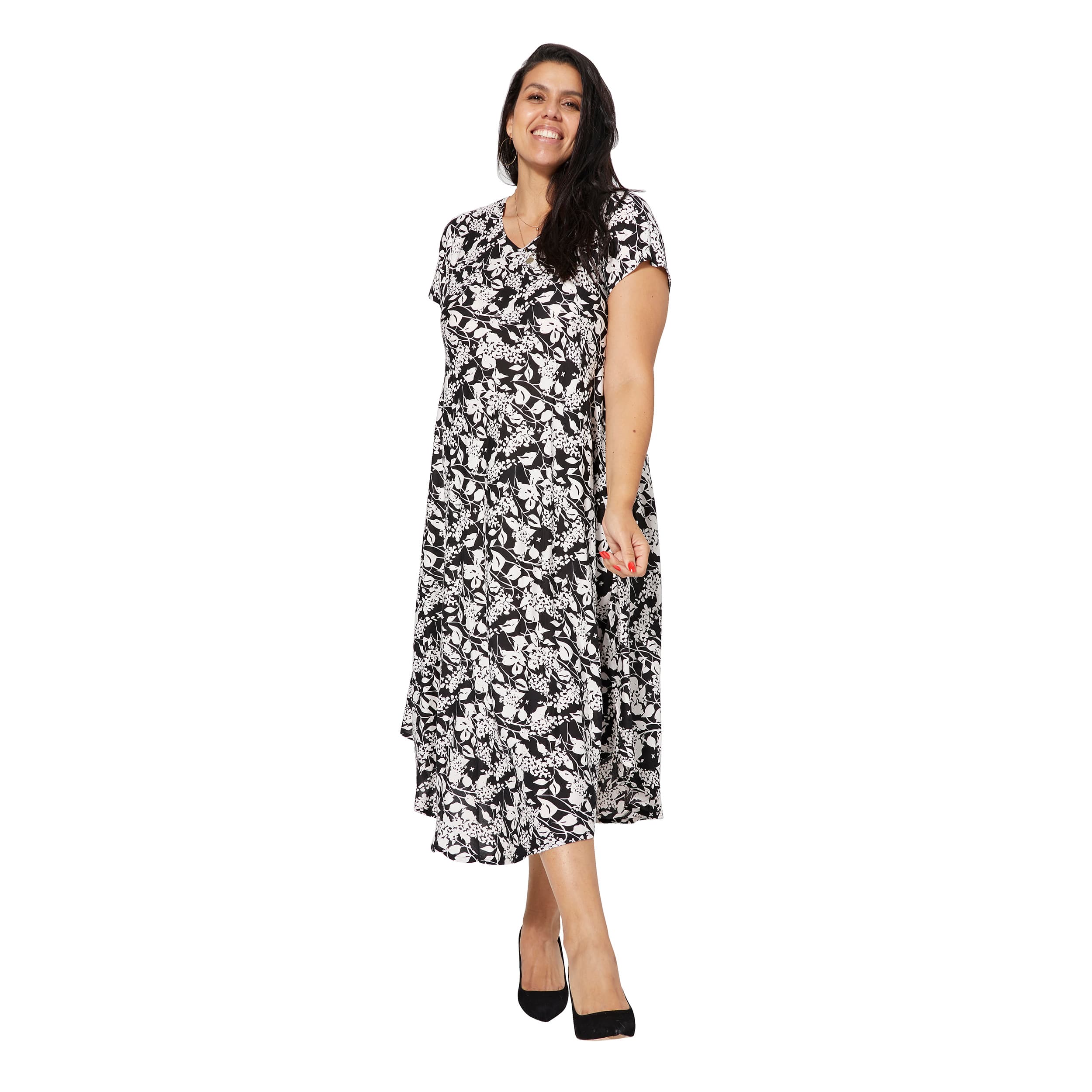 Robe été mi-longue manches courtes Pól - noir, blanc - Akoustik Online