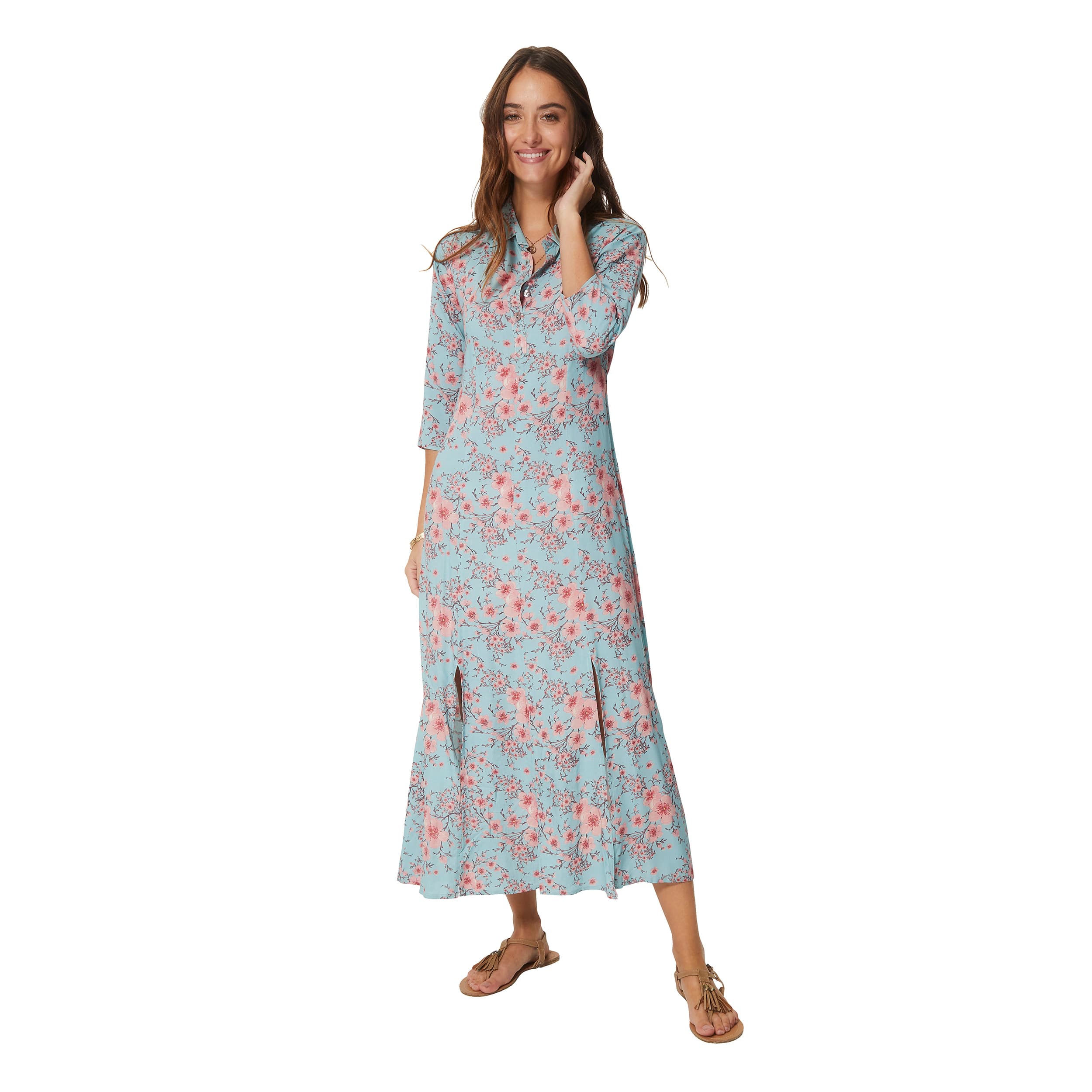 Robe été longue manches 3/4 Theirn - 100% viscose - Akoustik Online