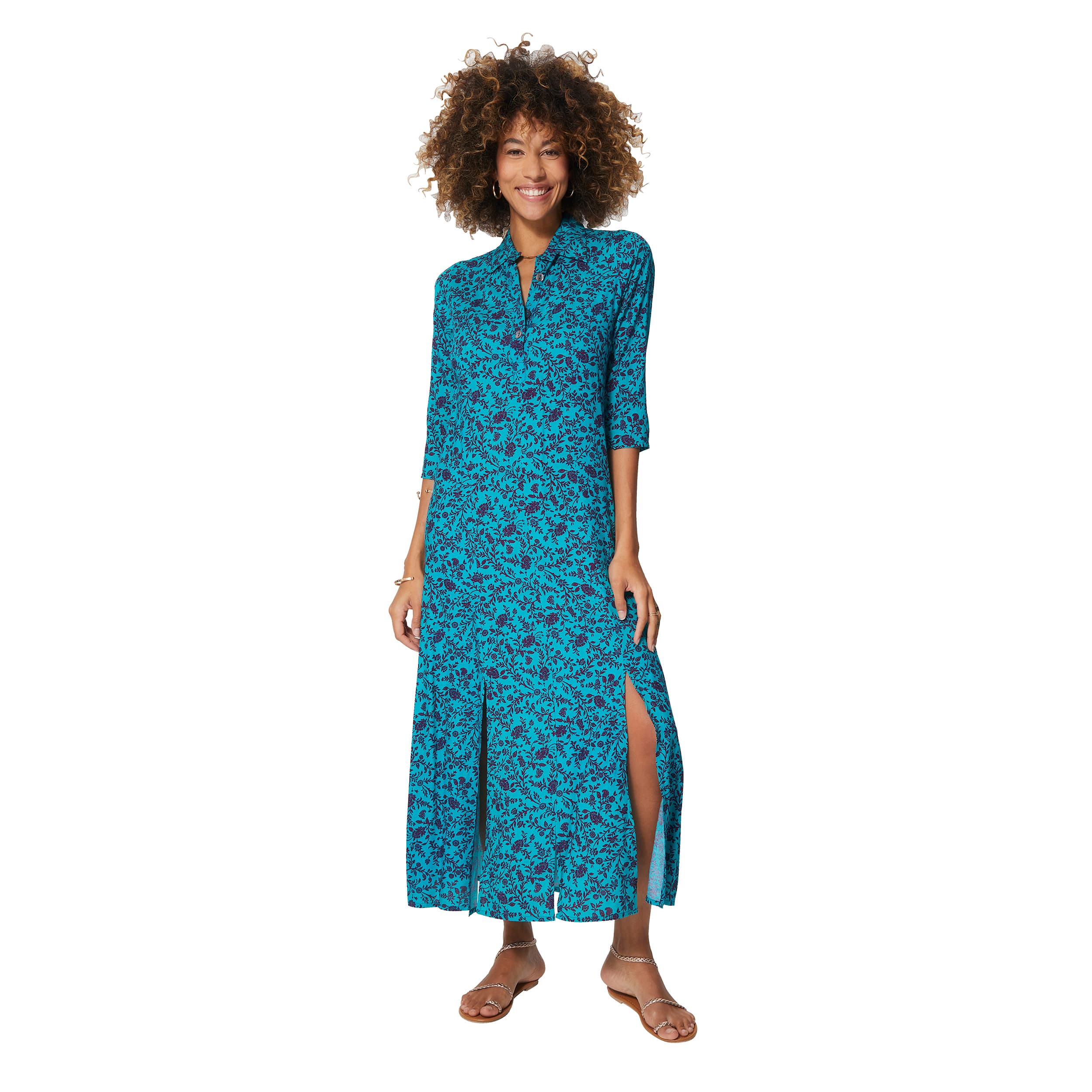 Robe été longue manches 3/4 Dorottya - 100% viscose - Akoustik Online