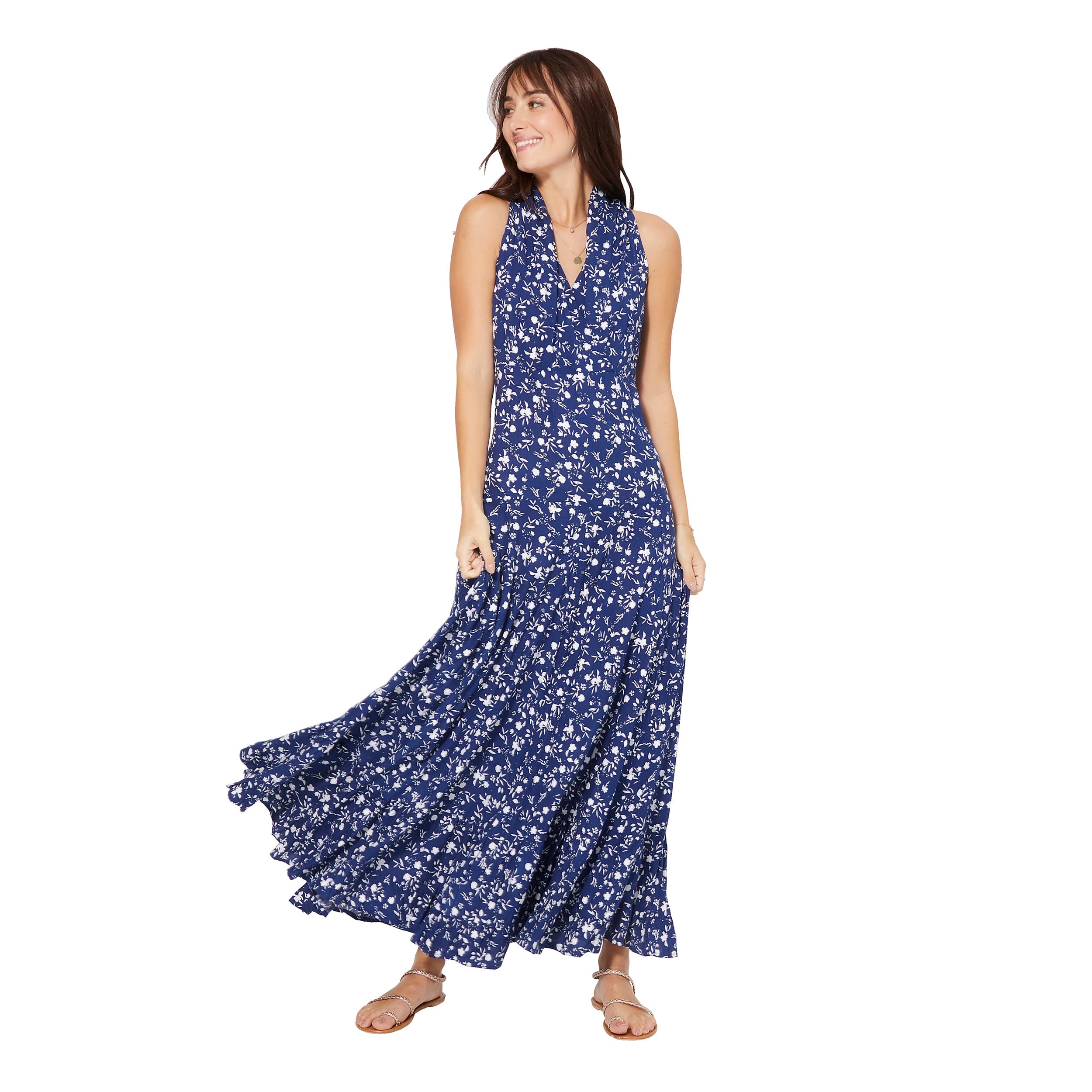 Robe été longue sans manches Gisela - 100% viscose - Akoustik Online