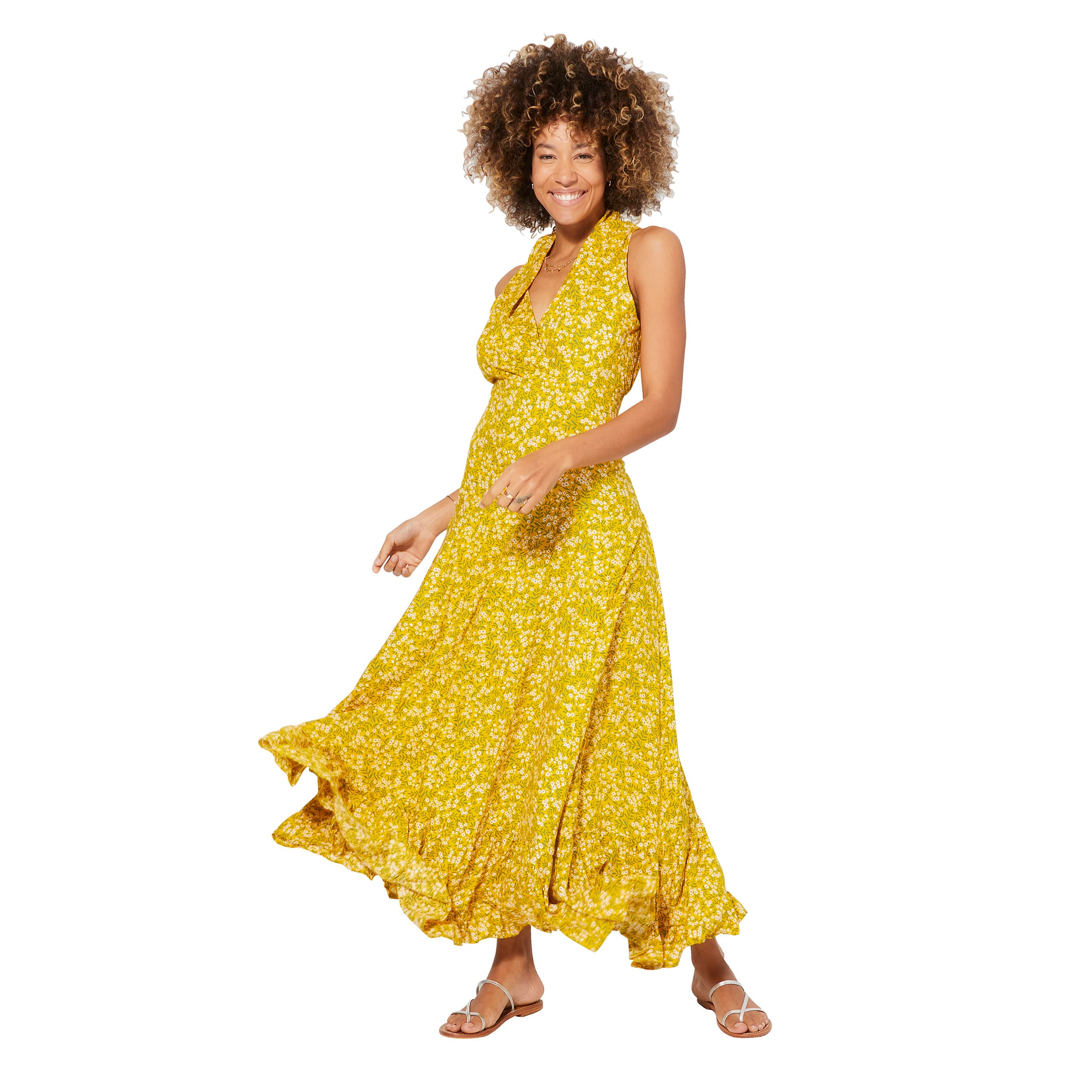 Robe été longue sans manches Simona - 100% viscose - Akoustik Online