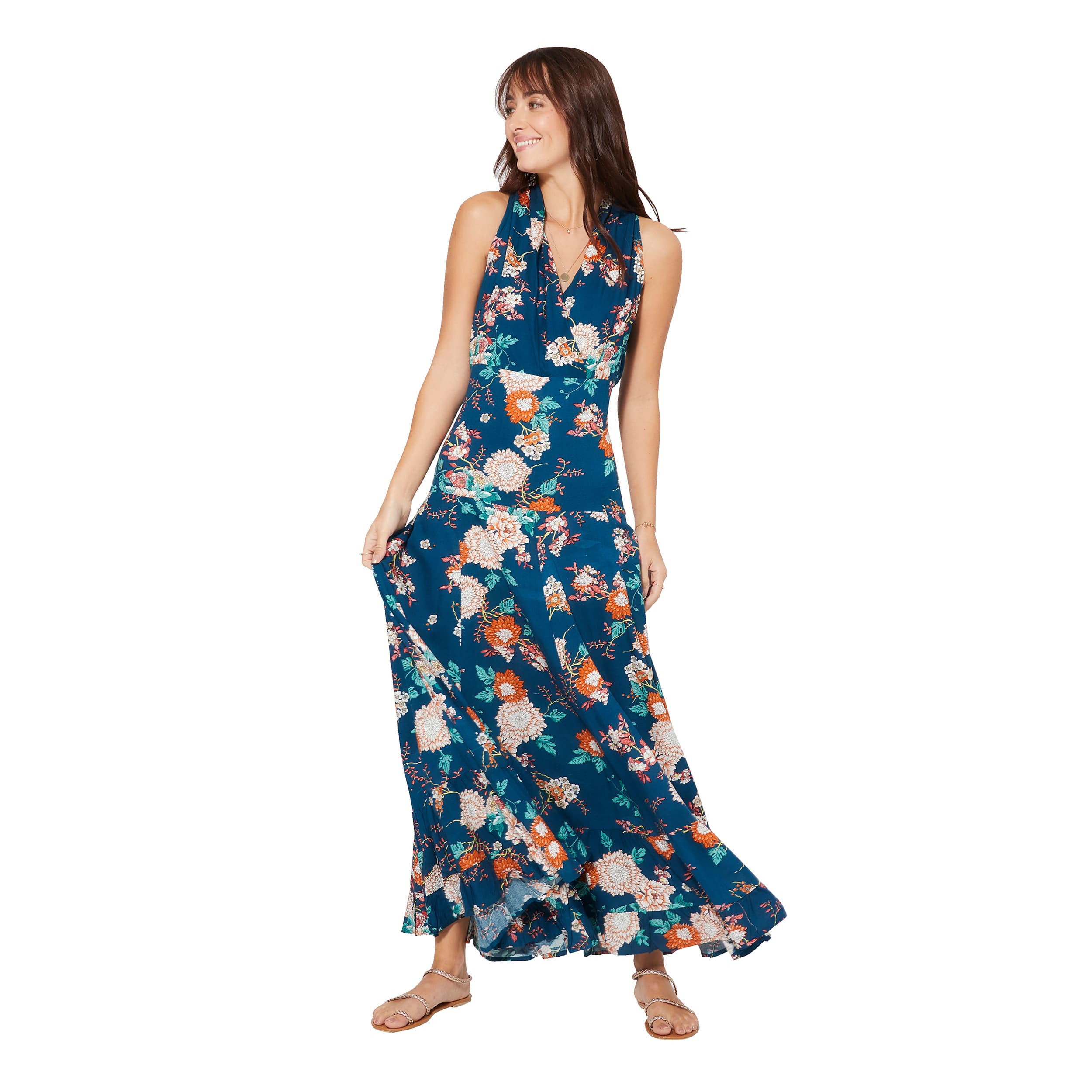 Robe été longue sans manches Alesha - 100% viscose - Akoustik Online