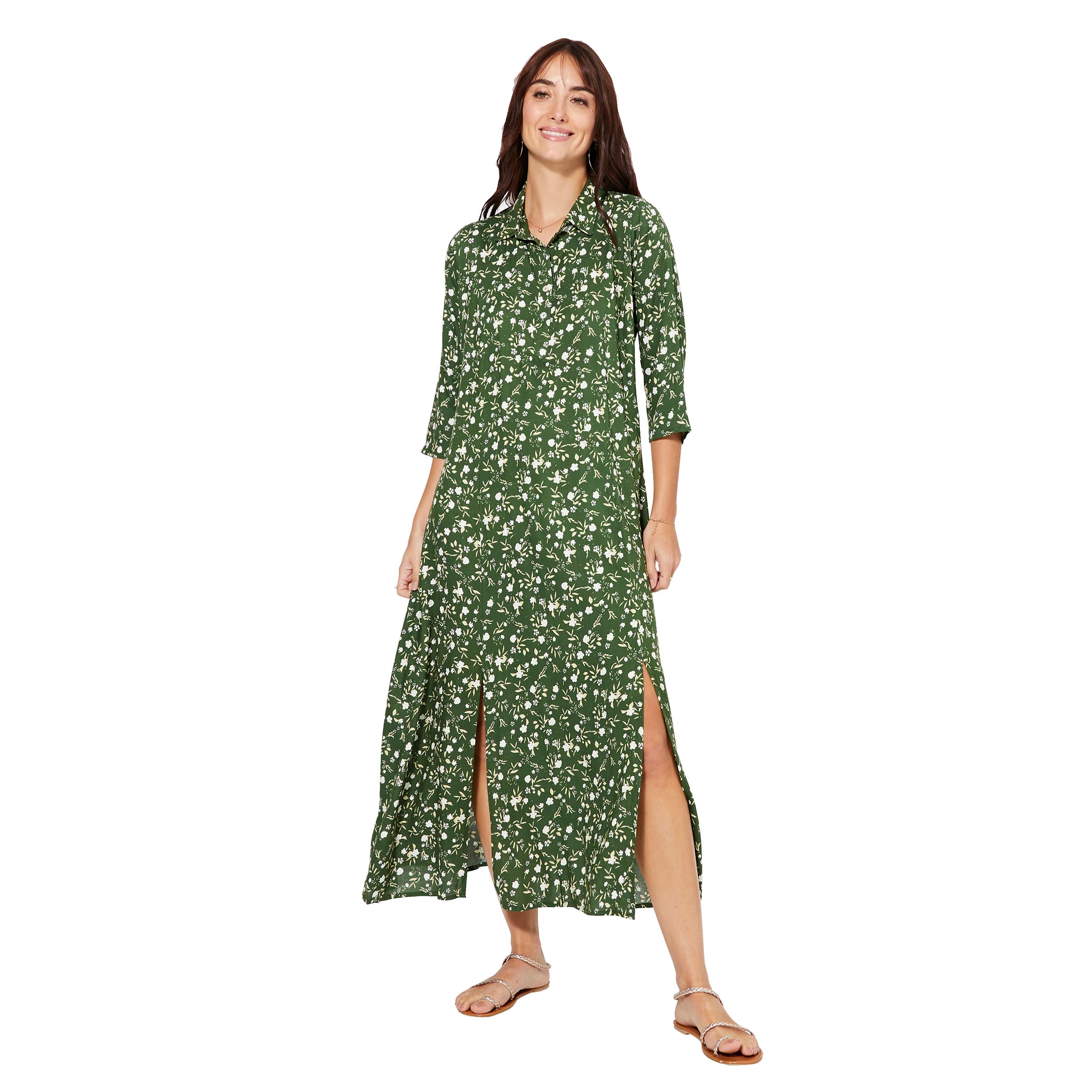 Robe été longue manches 3/4 Marvyn - 100% viscose - Akoustik Online