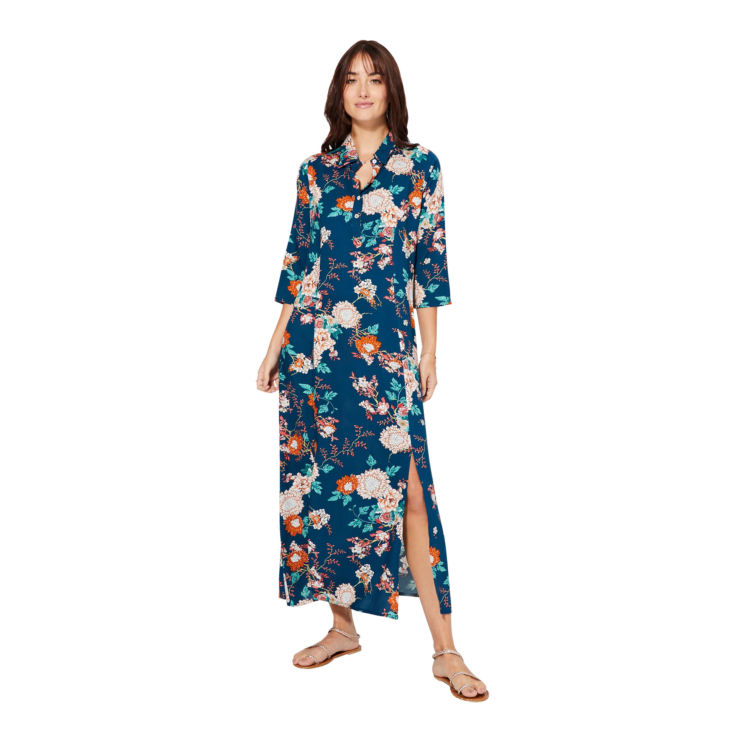 Robe été longue manches 3/4 Rico - 100% viscose - Akoustik Online