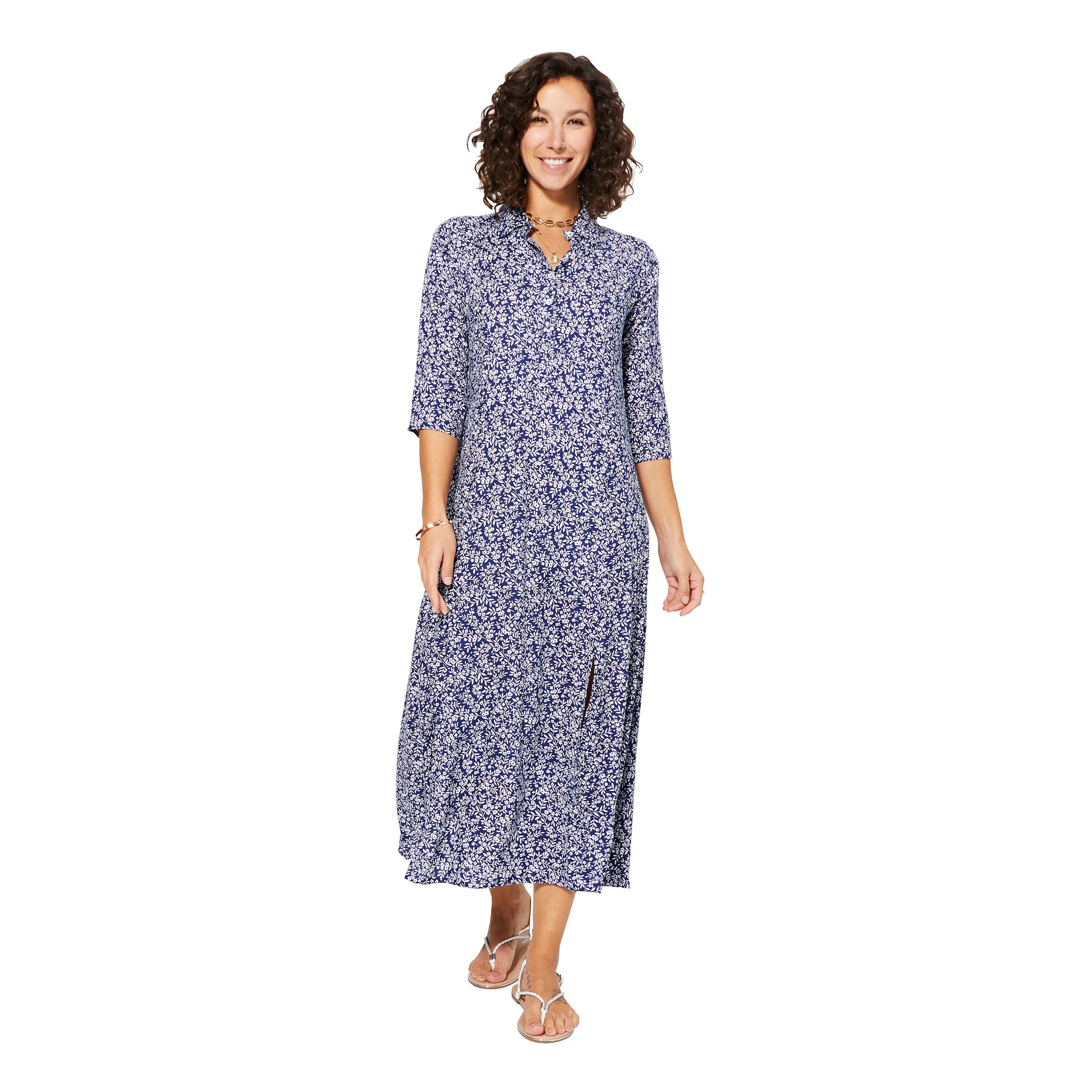 Robe été longue manches 3/4 Ally - 100% viscose - Akoustik Online
