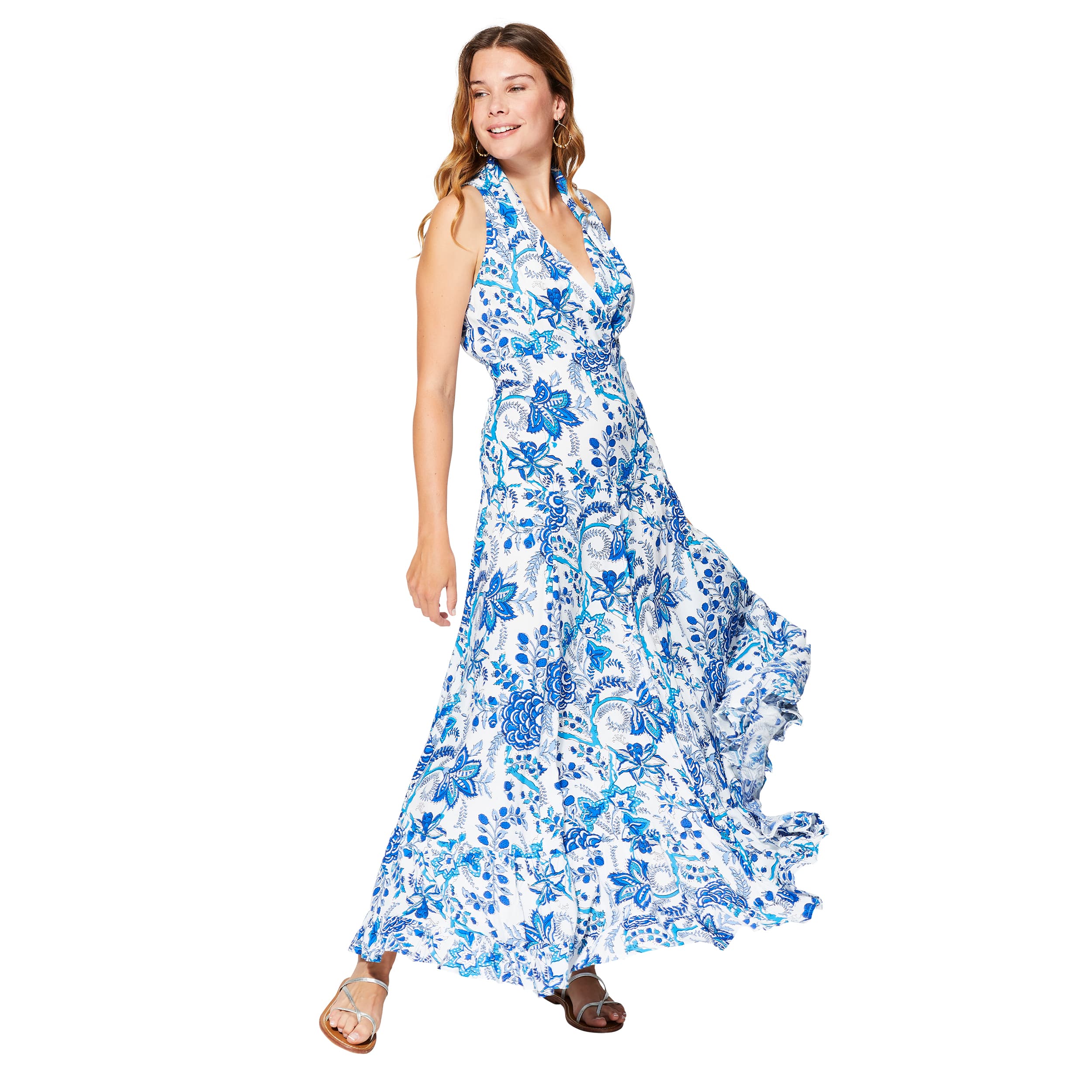 Robe été longue sans manches Issac - 100% viscose - Akoustik Online