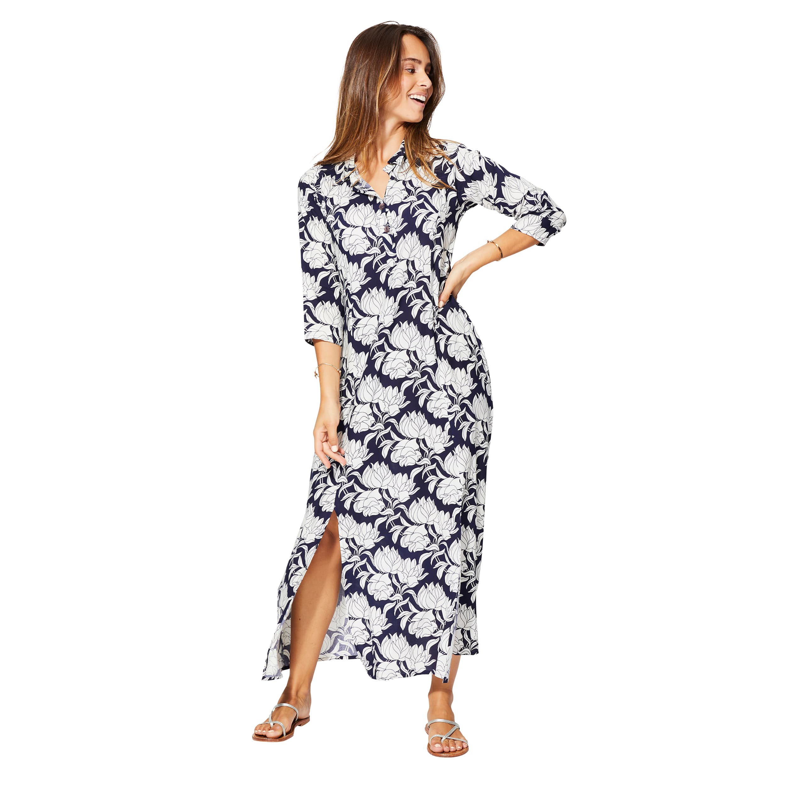 Robe été longue manches 3/4 Frang - 100% viscose - Akoustik Online