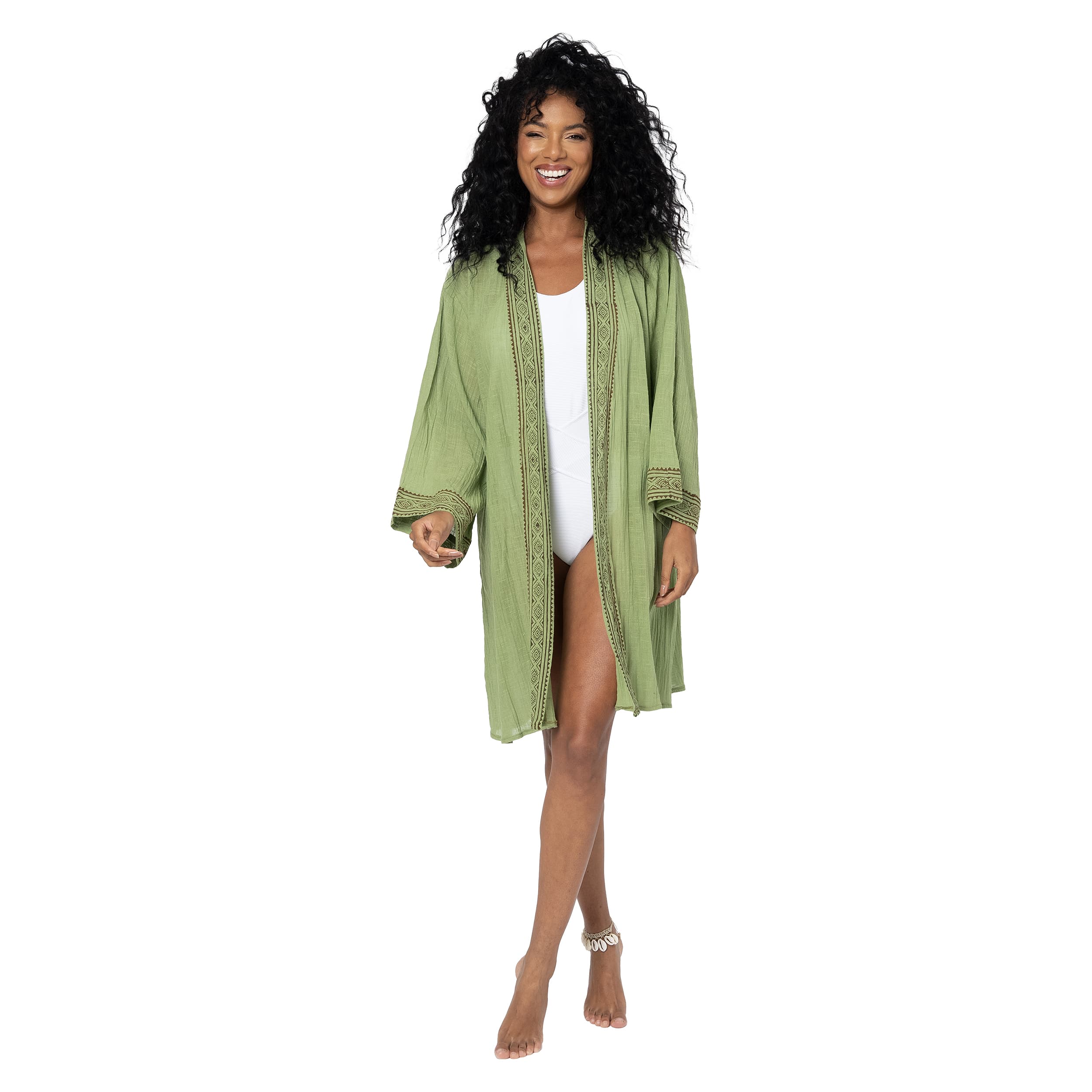 Kimono été mi-long manches 3/4 Pleasance - vert - Akoustik Online