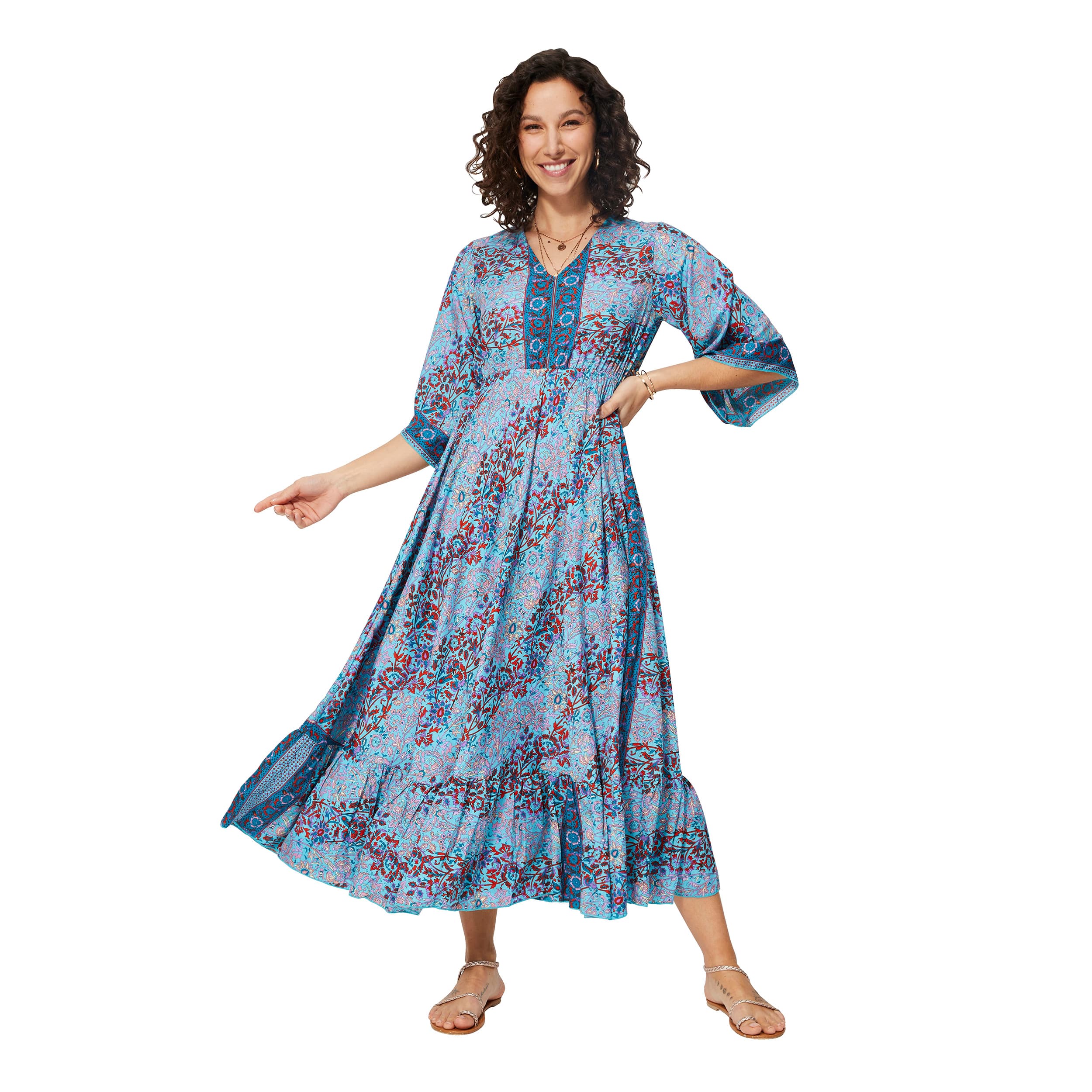 Robe été longue manches 3/4 Aharon - 100% polyester - Akoustik Online