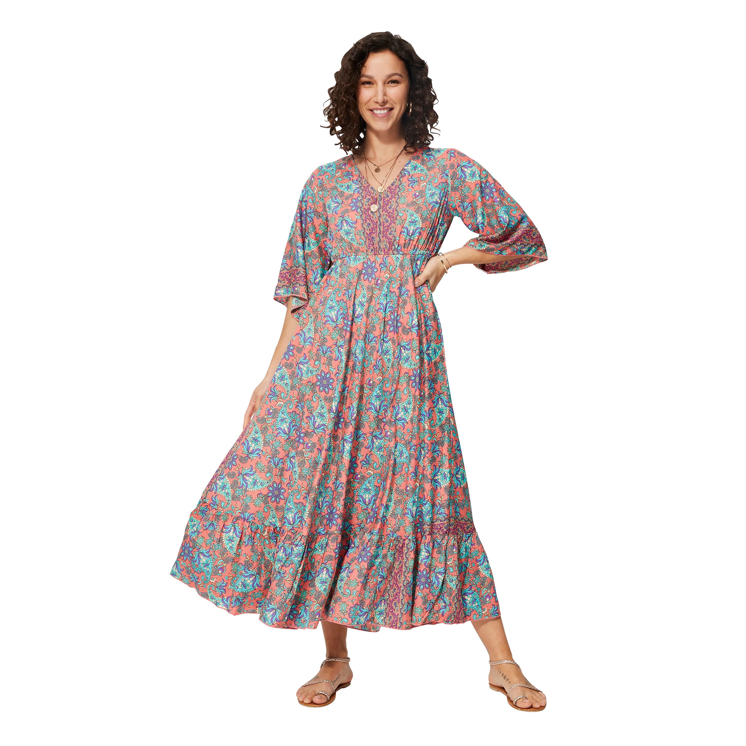 Robe été longue manches 3/4 Nicol - 100% polyester - Akoustik Online
