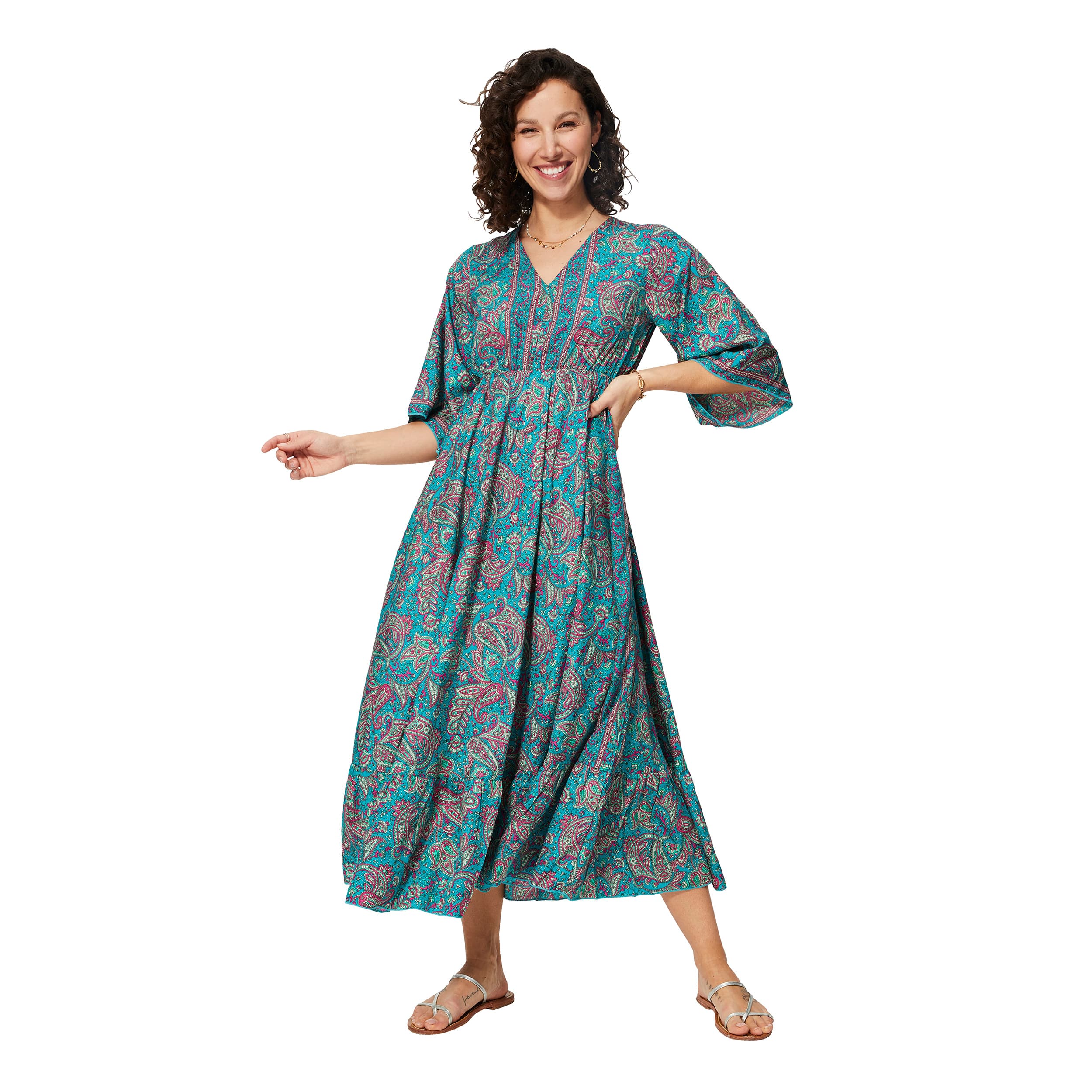 Robe été longue manches 3/4 Alysha - 100% polyester - Akoustik Online