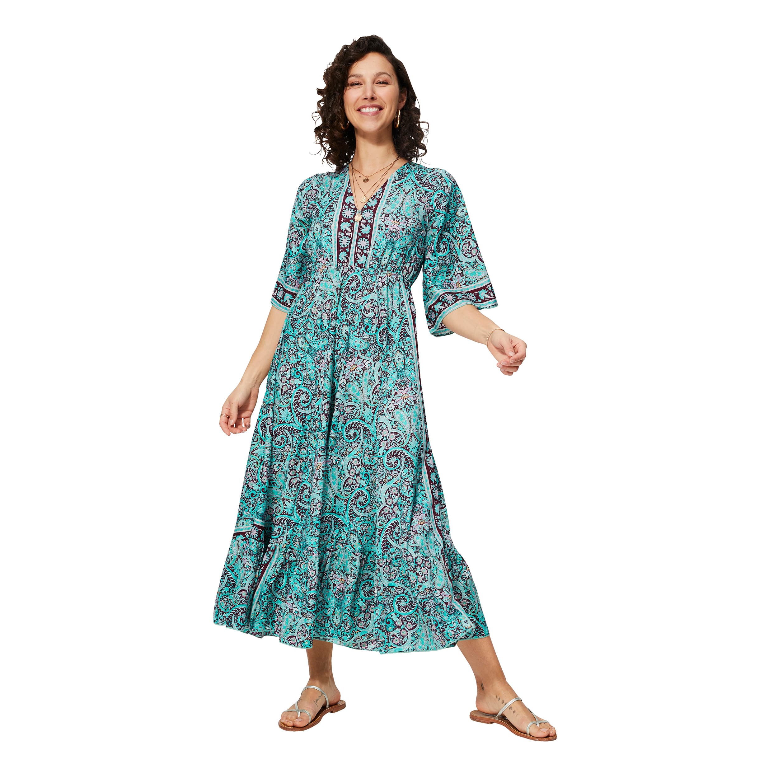 Robe été longue manches 3/4 Eirian - 100% polyester - Akoustik Online