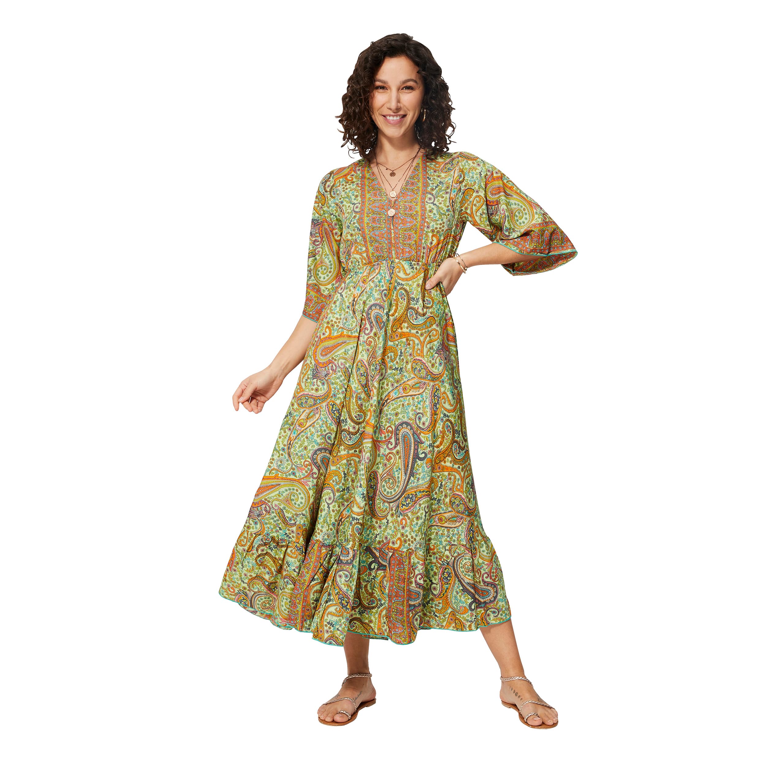 Robe été longue manches 3/4 Kitty - 100% polyester - Akoustik Online