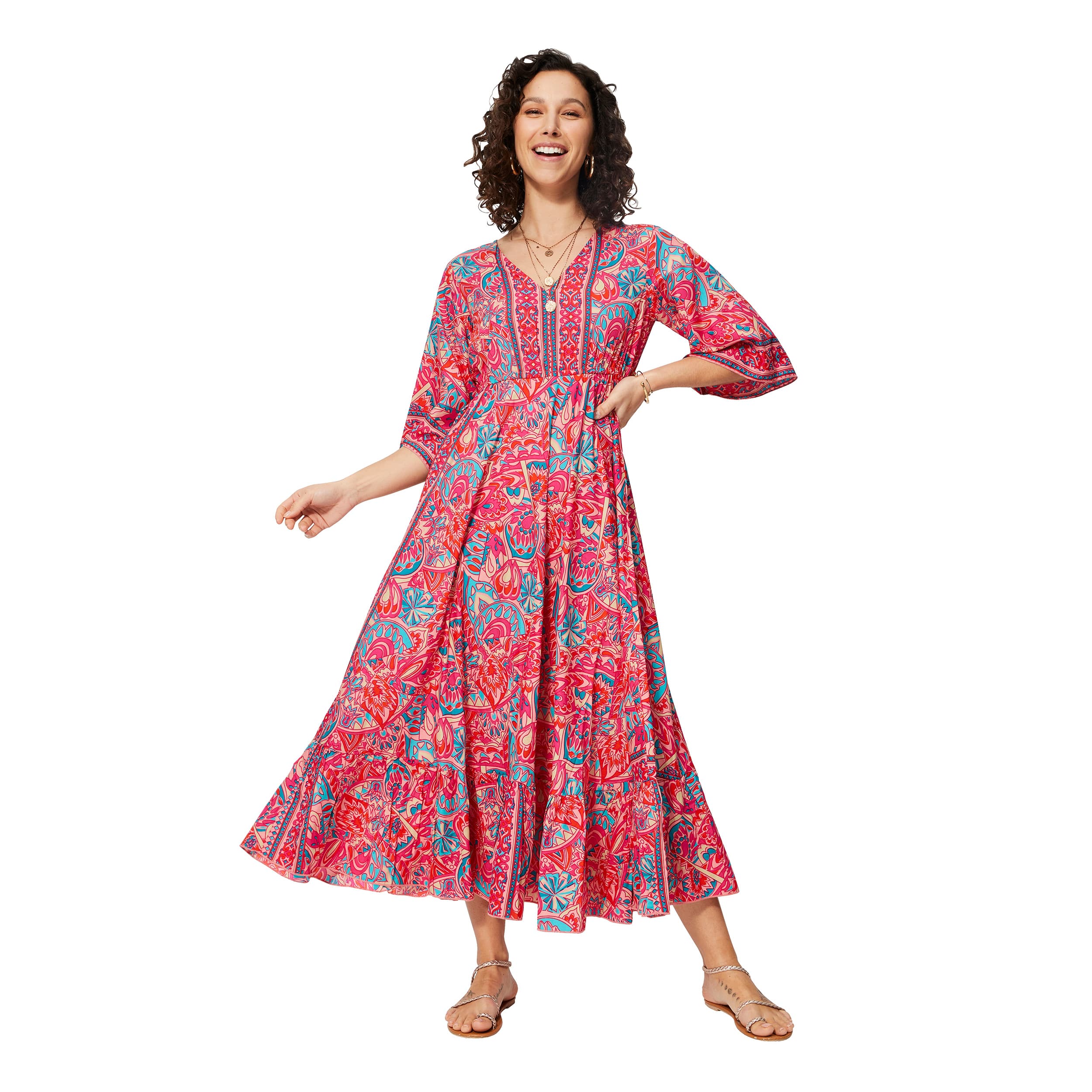 Robe été longue manches 3/4 Photios - 100% polyester - Akoustik Online