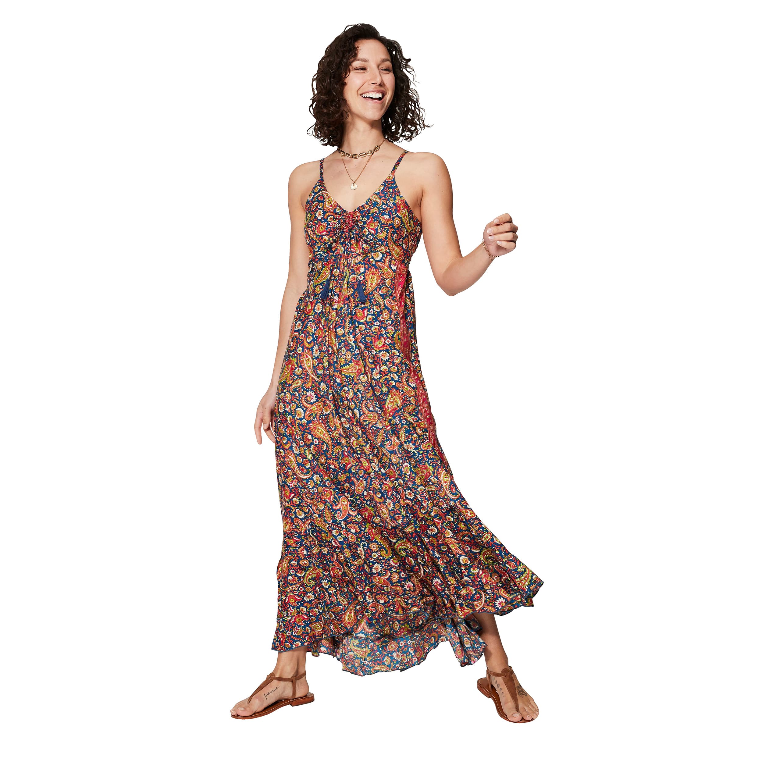 Robe été longue sans manches Enéas - 100% polyester - Akoustik Online