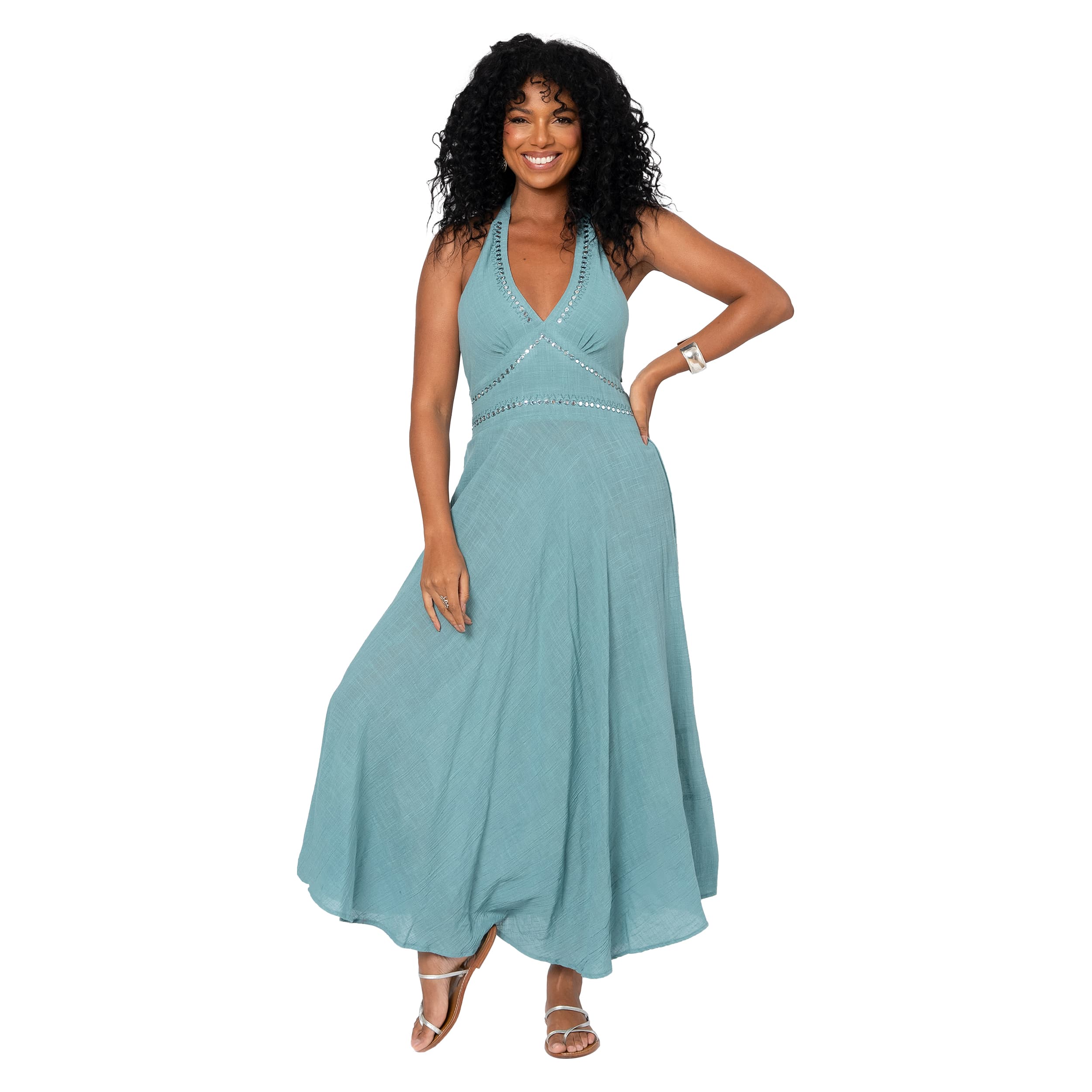 Robe été longue sans manches Luigino - 100% coton - Akoustik Online