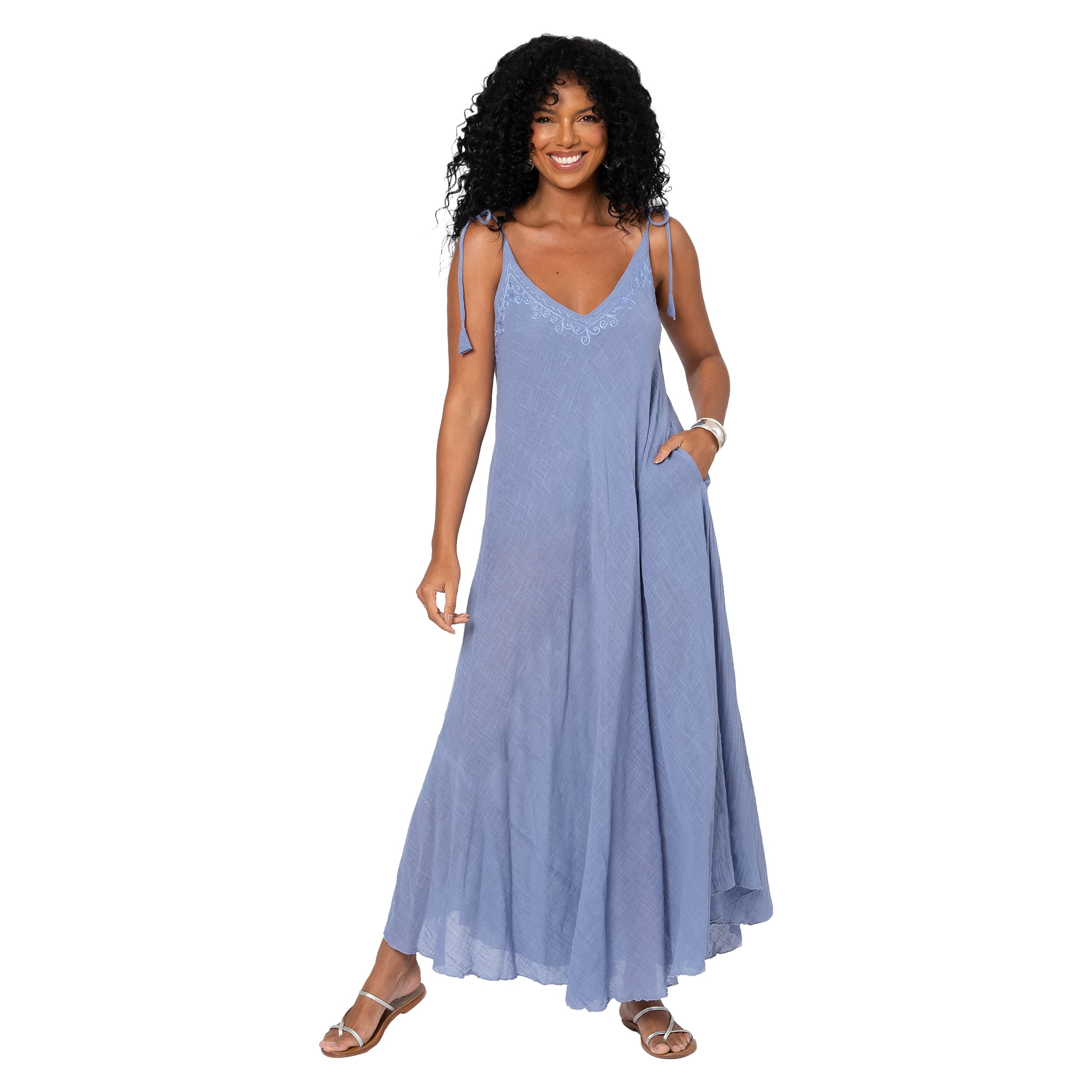 Robe été longue sans manches Suzume - 100% coton - Akoustik Online