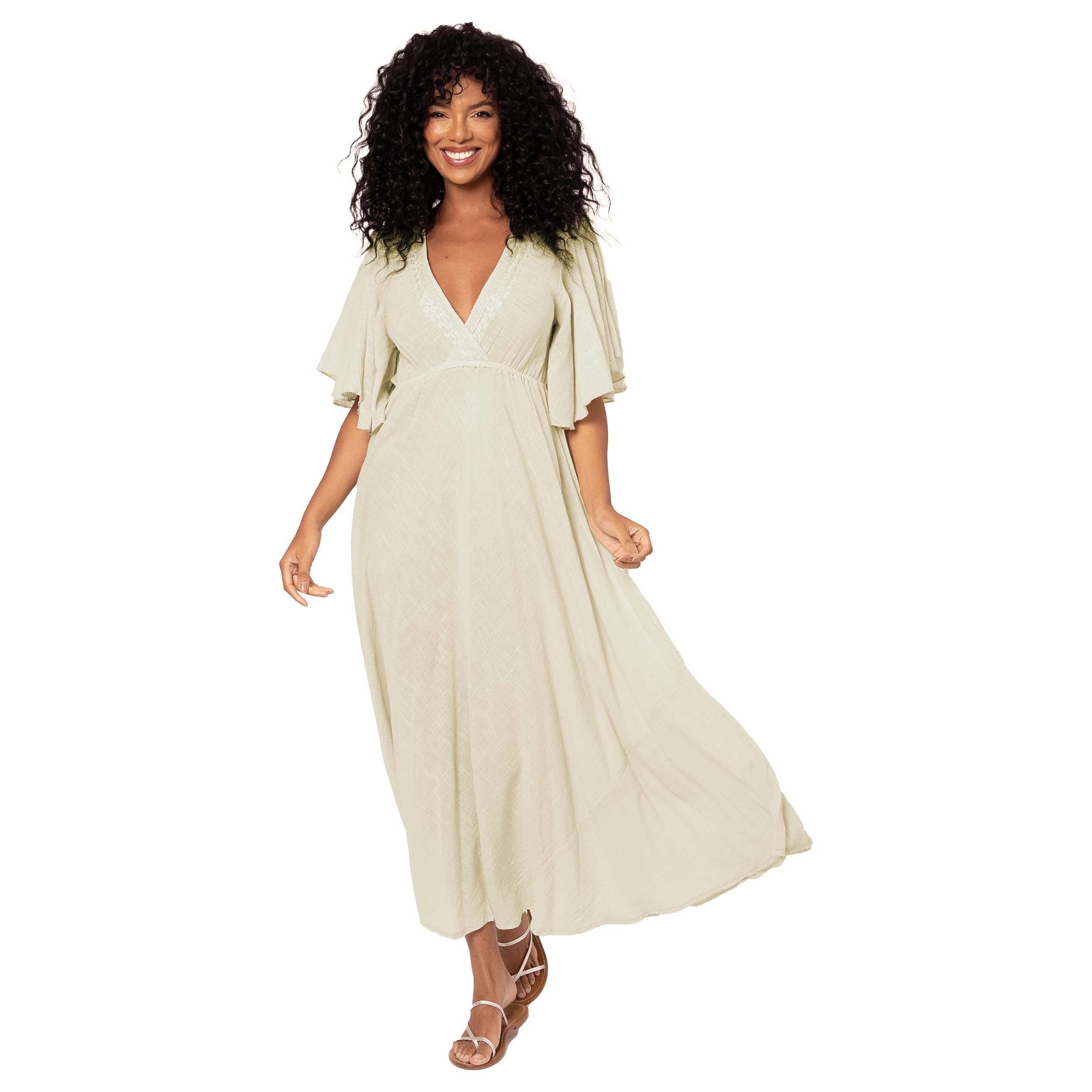 Robe été longue manches courtes Martina - 100% coton - Akoustik Online