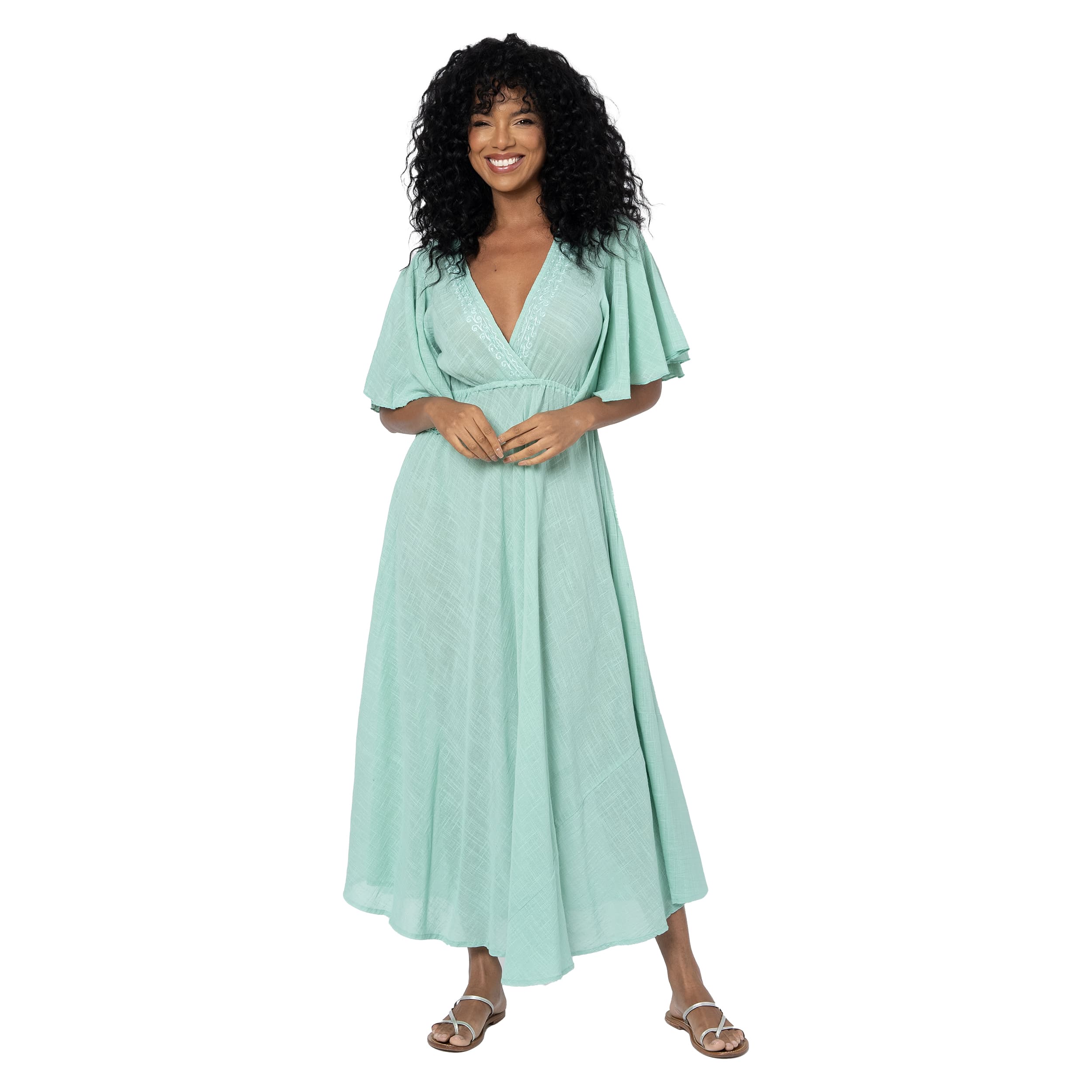 Robe été longue manches courtes Christer - vert - Akoustik Online
