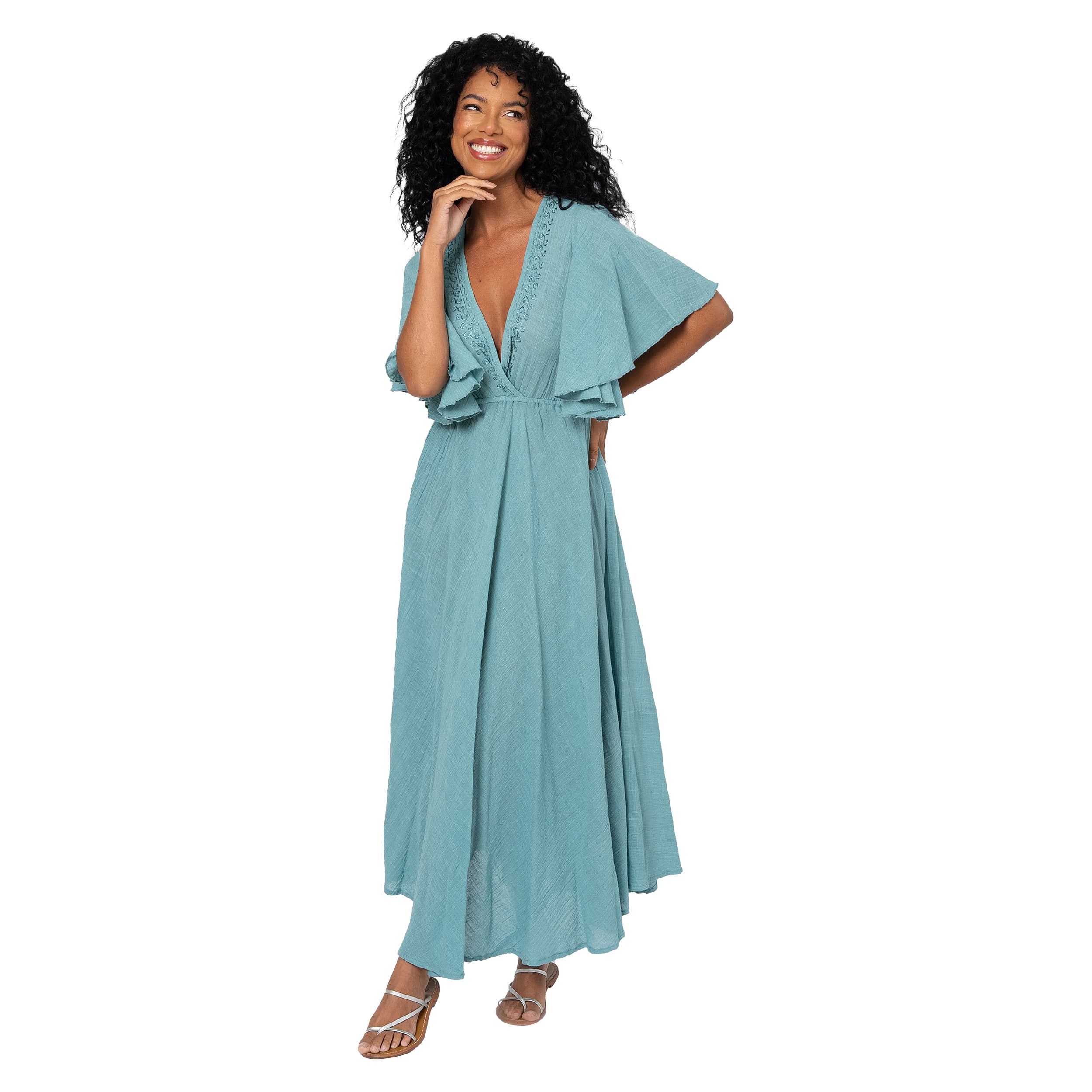 Robe été longue manches courtes Jutte - 100% coton - Akoustik Online