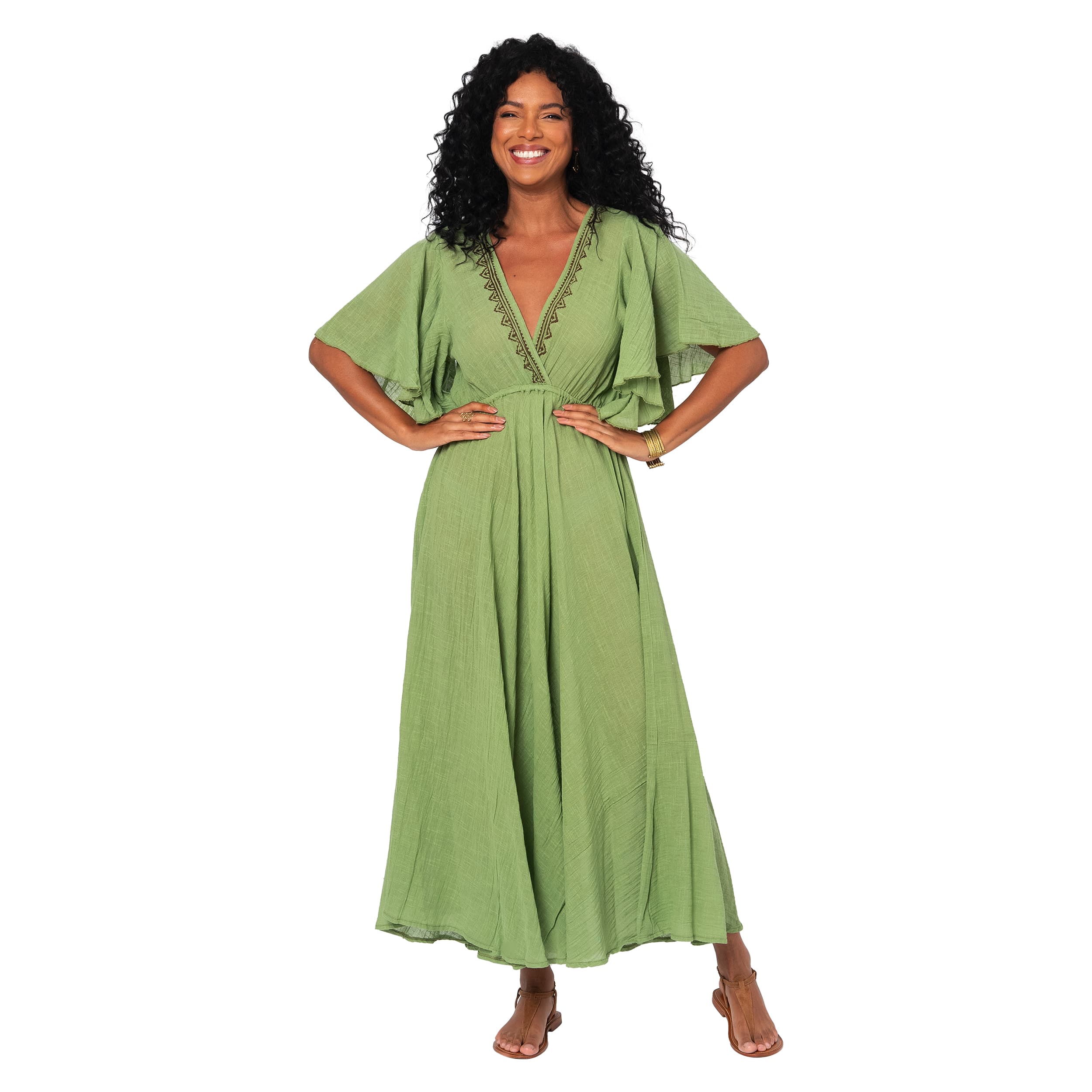 Robe été longue manches courtes Ivan - 100% coton - Akoustik Online