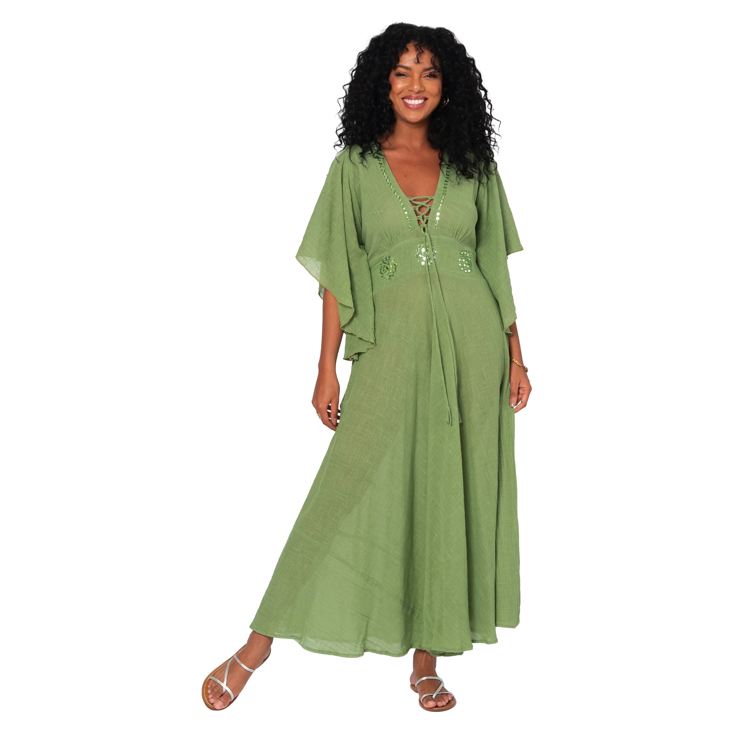 Robe été longue manches courtes Fonsie - 100% coton - Akoustik Online