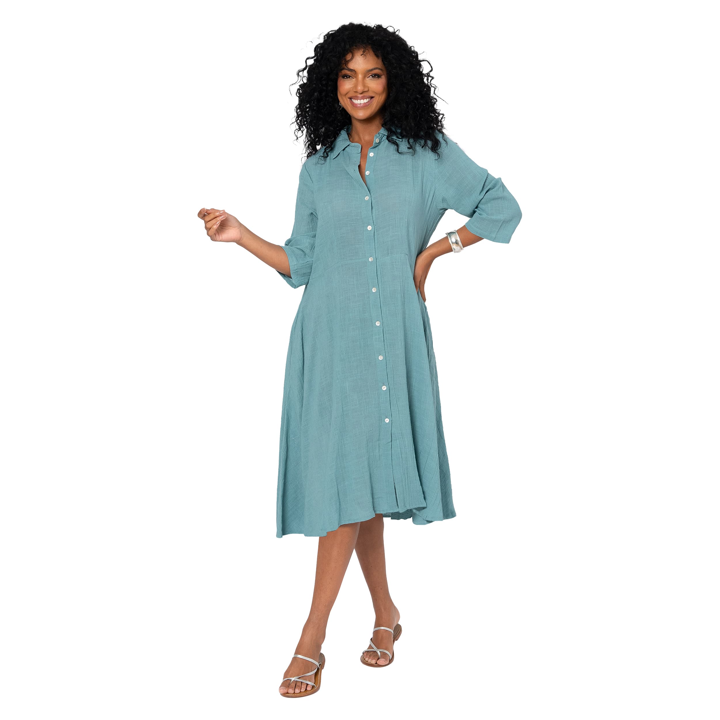 Robe été mi-longue manches 3/4 Etta - 100% coton - Akoustik Online
