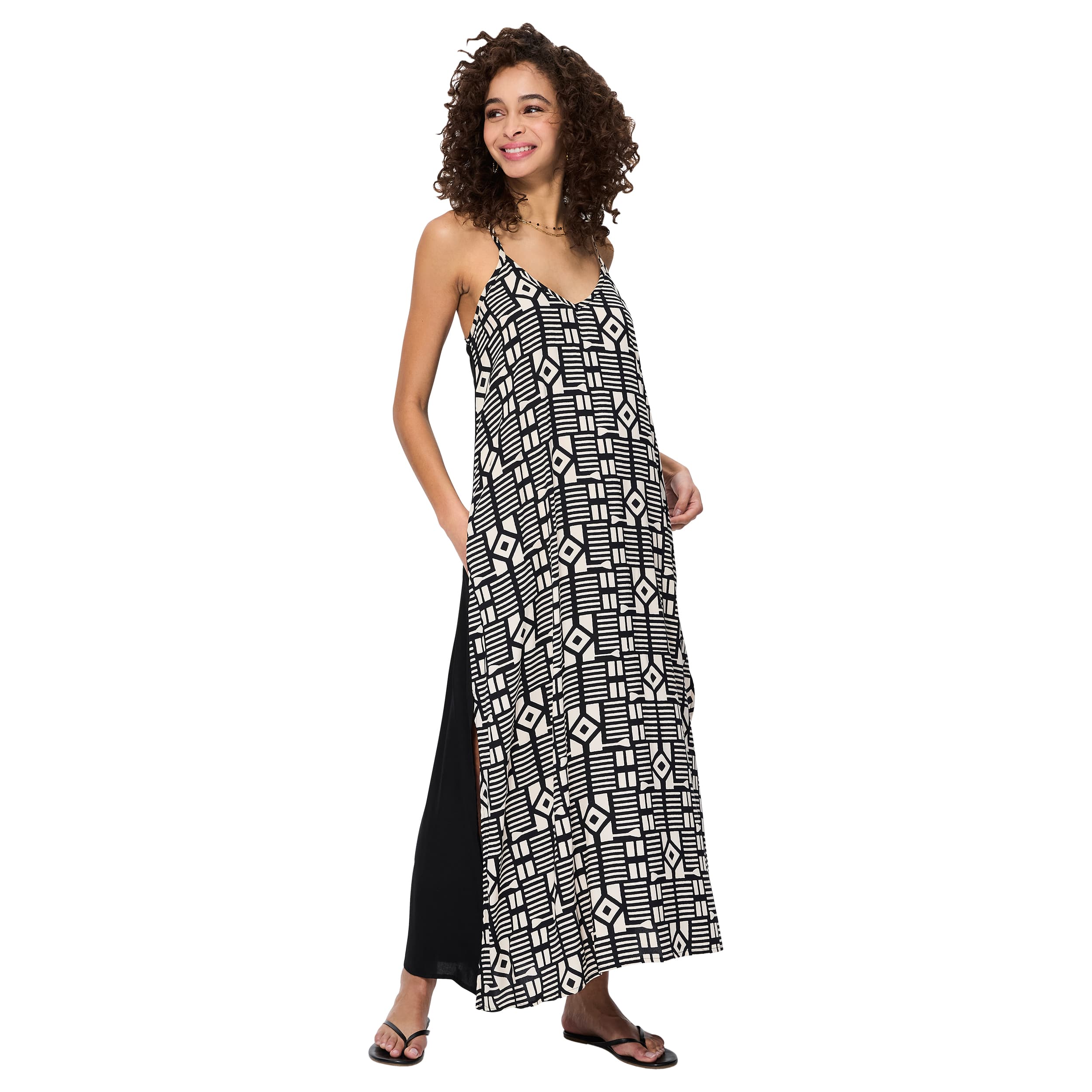 Robe été longue sans manches Gianluigi - noir, creme - Akoustik Online