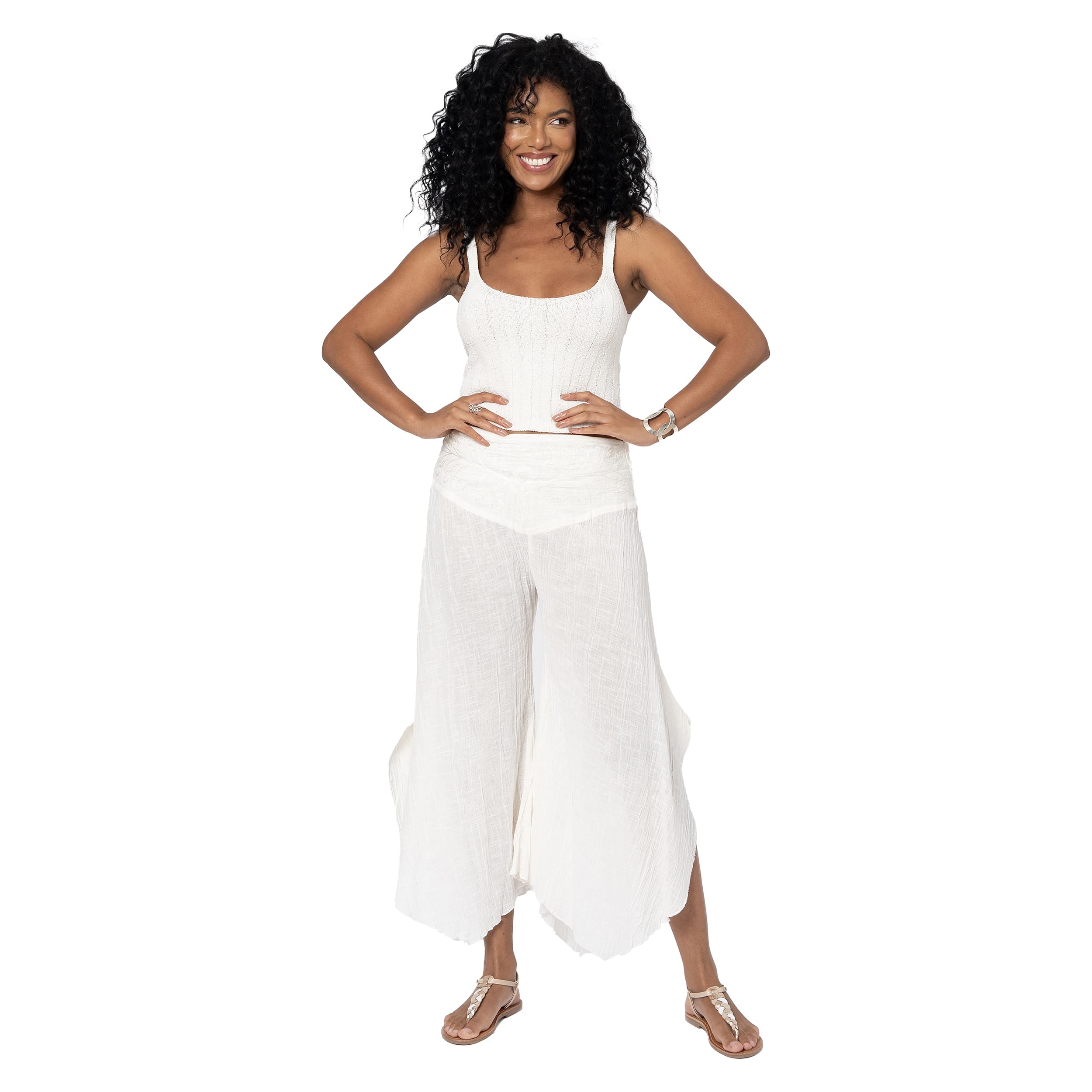 Pantalon été asymétrique Levent - 100% coton - blanc - Akoustik Online