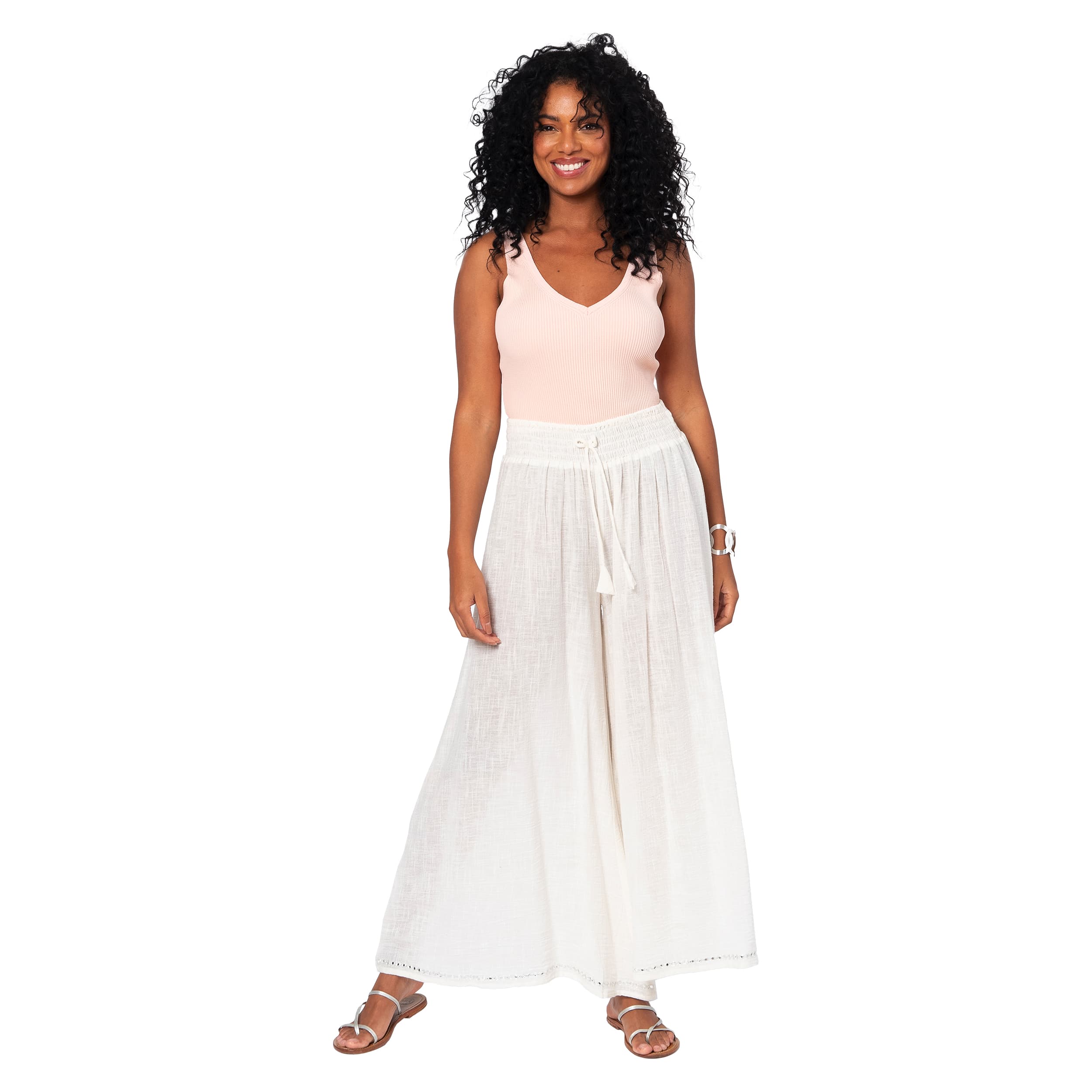 Pantalon été long Leroi - 100% coton - blanc - Akoustik Online